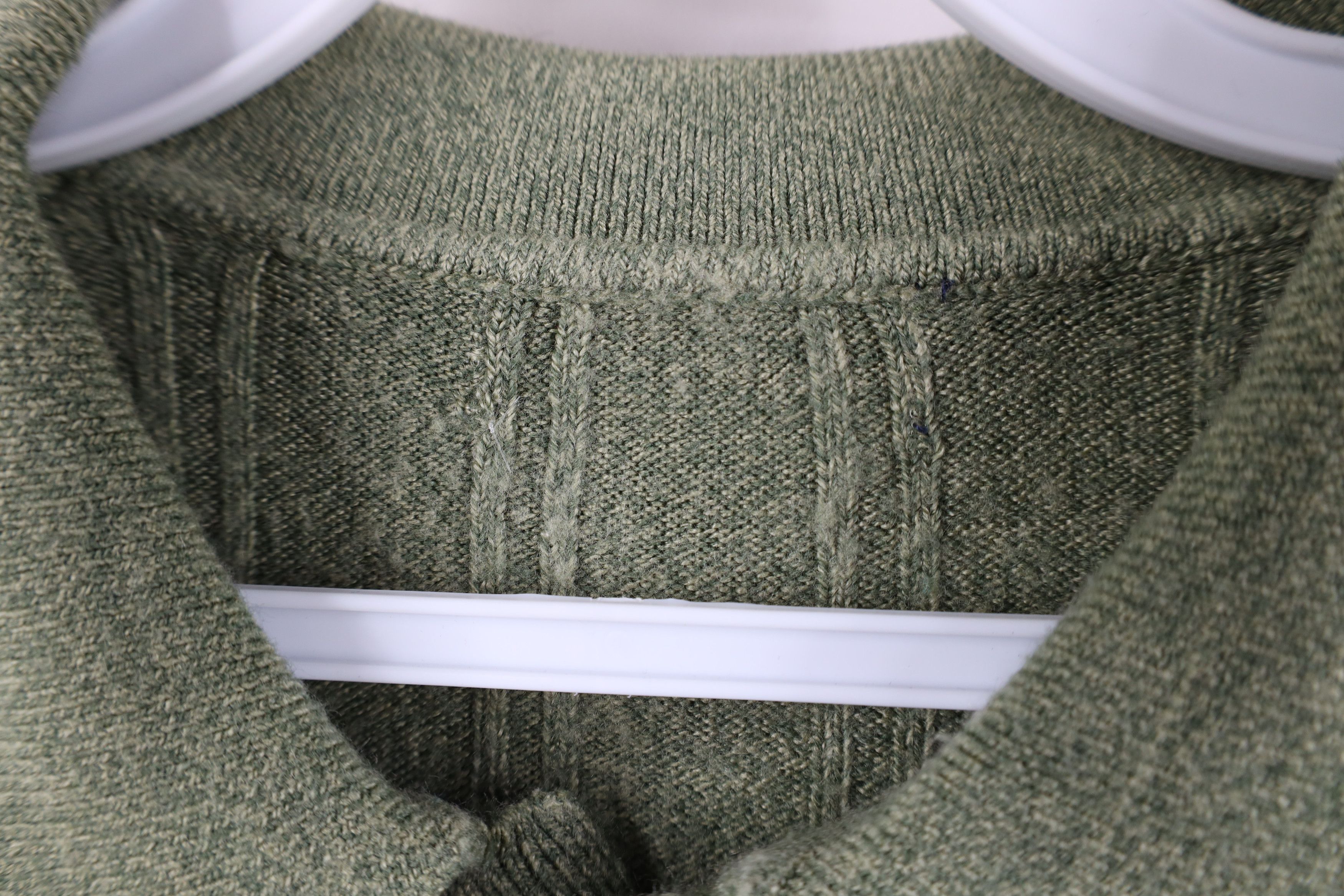 Vintage Vintage 90s Streetwear Cable Knit Collared Sweater Green Size US L / EU 52-54 / 3 - 8 Thumbnail