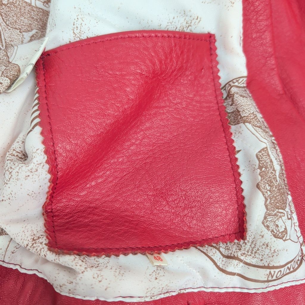 Vintage Vintage Spanish Made Red Leather Moto Style Jacket Size US S / EU 44-46 / 1 - 3 Thumbnail