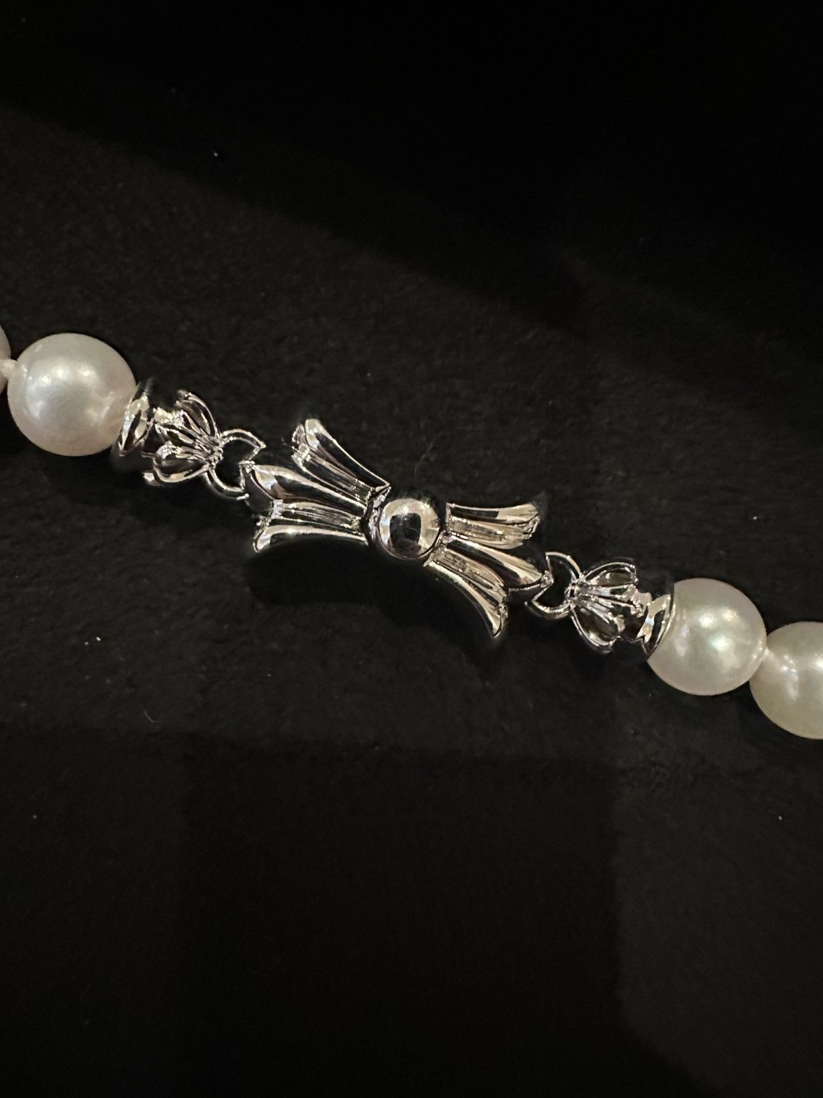 Chrome Hearts Chrome Hearts X Mikimoto White Gold Cross Pearl Necklace Size ONE SIZE - 5 Thumbnail