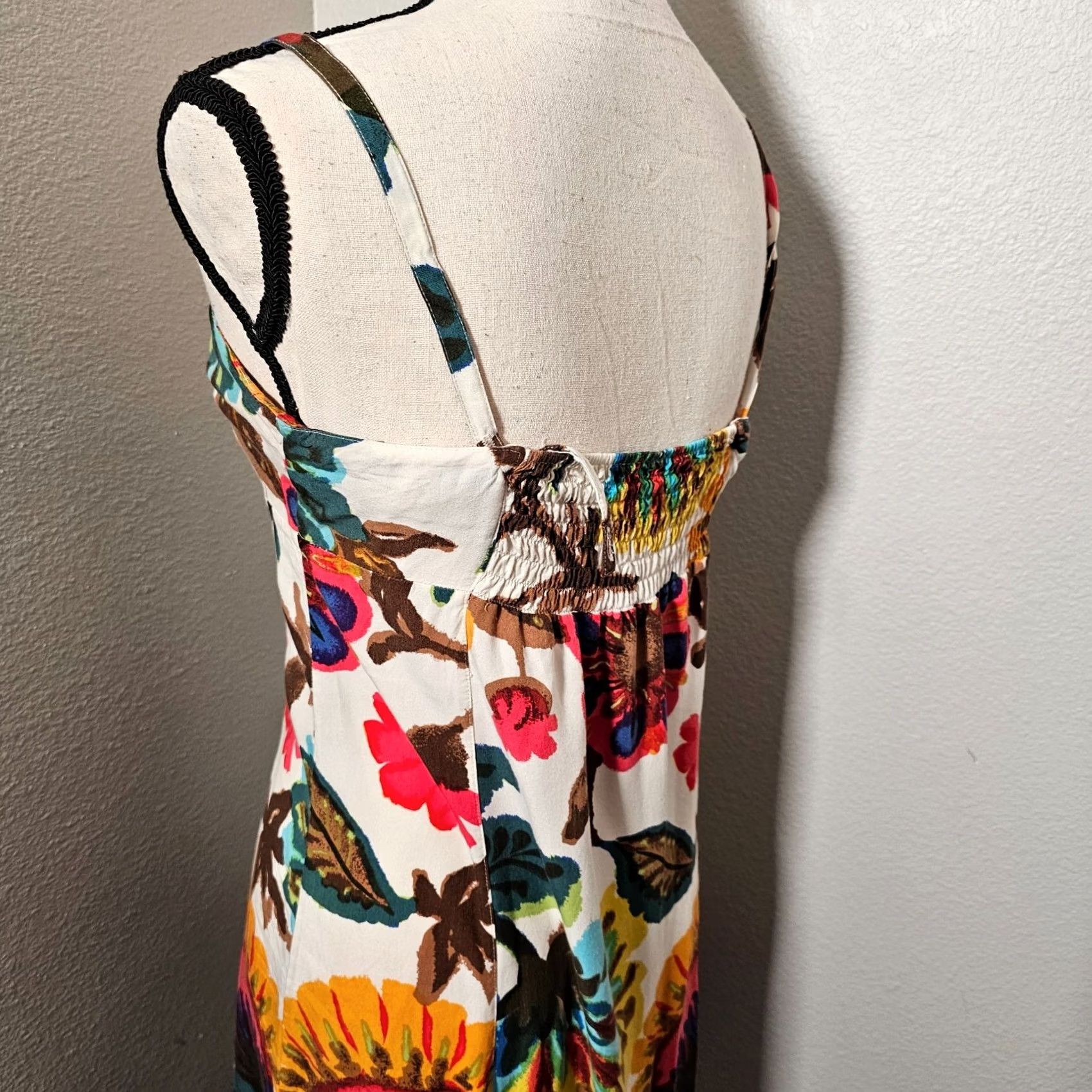 Lucky Brand Lucky Brand Dress Maxi Floral Sleeveless Scoop Neck Beige S Womens Dress, Casual, Wedding, Party, Floral Pattern, Slimming, Cotton Blend Size S / US 4 / IT 40 - 4 Thumbnail