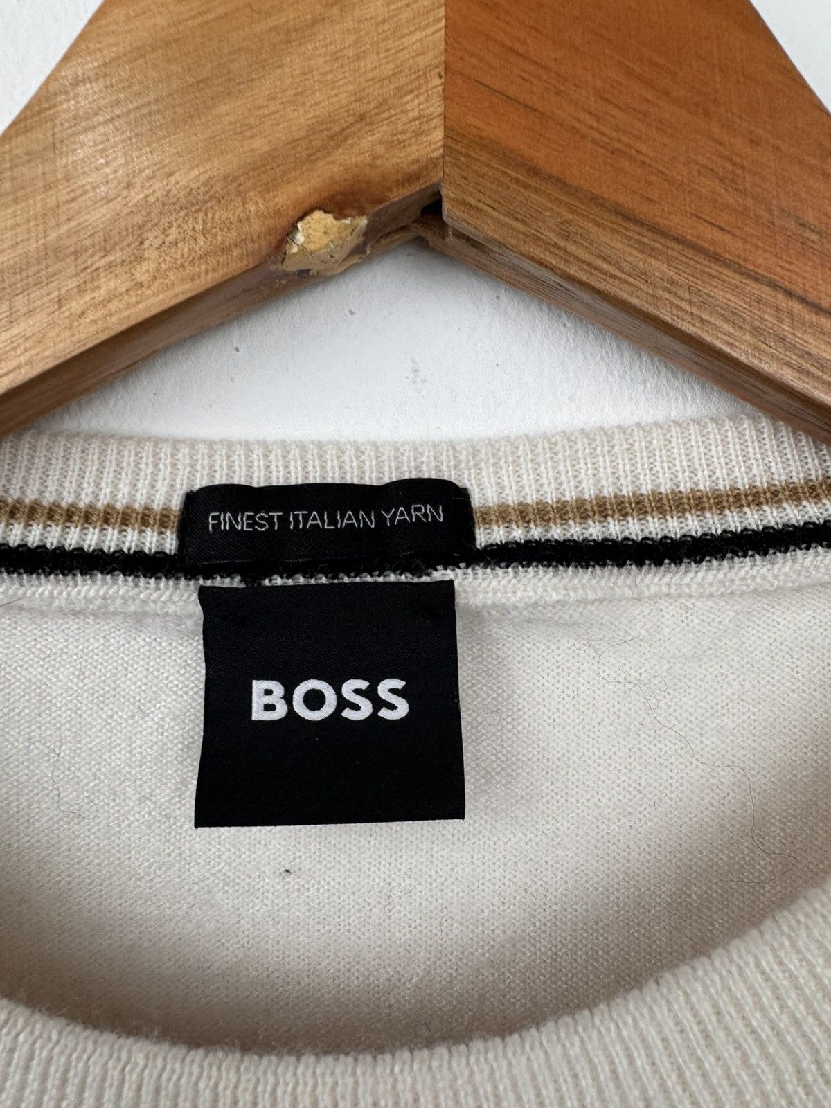 Hugo Boss Boss Men Crew Neck Sweater Cream Size XXL Size US XXL / EU 58 / 5 - 3 Thumbnail