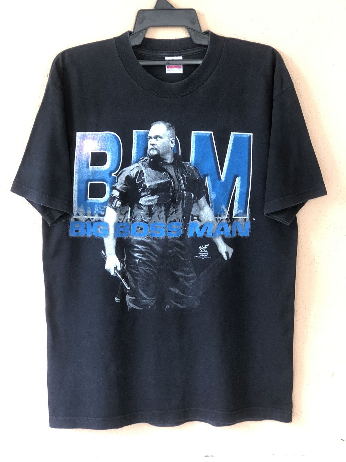 image of Vintage 90's Big Boss Man Wwf Wrestling Tee in Black, Men's (Size Large)