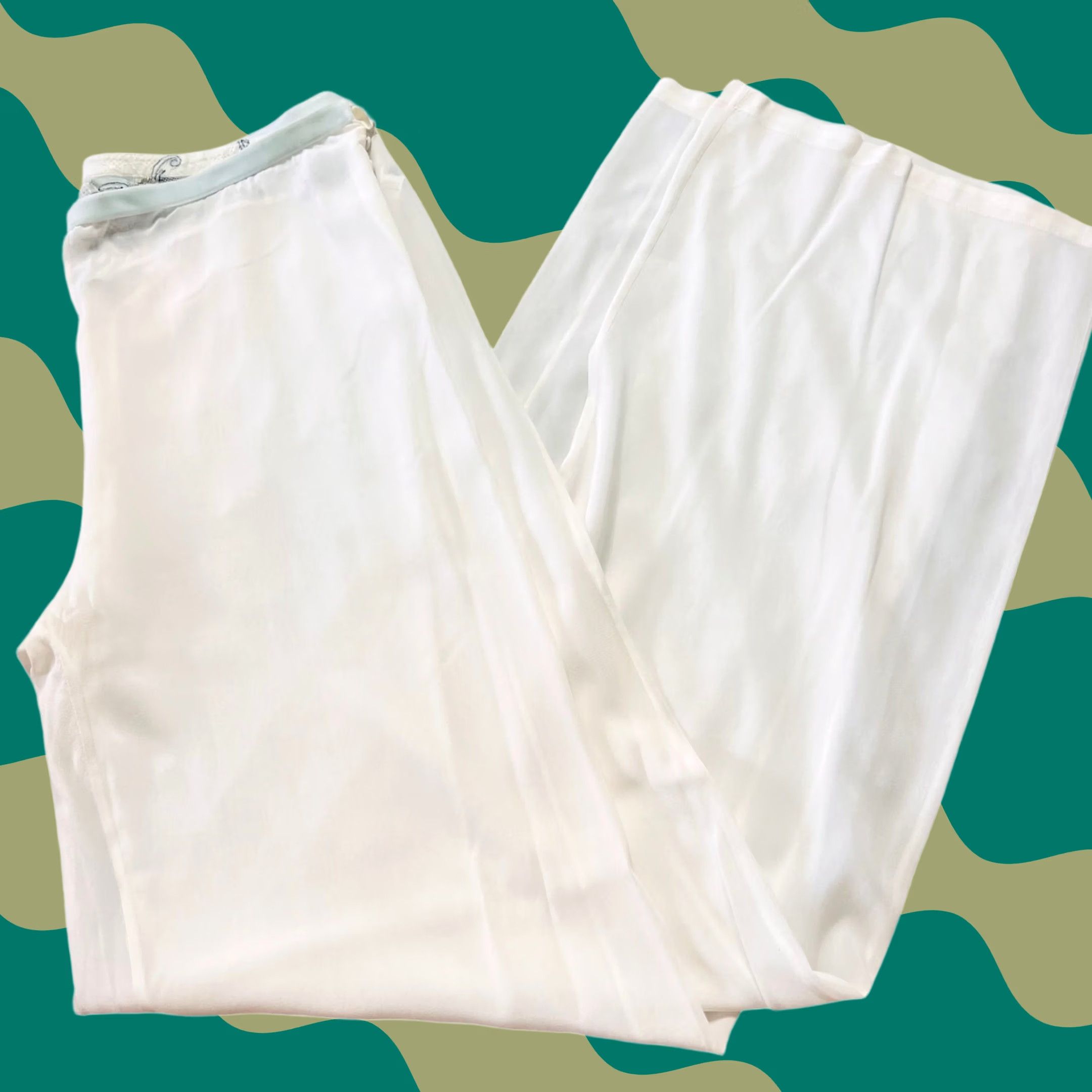 La Perla La Perla White Blue Lace Sheer Lounge Pants Silk US Medium Woman M White Vintage 90s Boho Lace Sheer Lounge Pants Silk US Medium Women Size 32" / US 10 / IT 46 - 1 Thumbnail