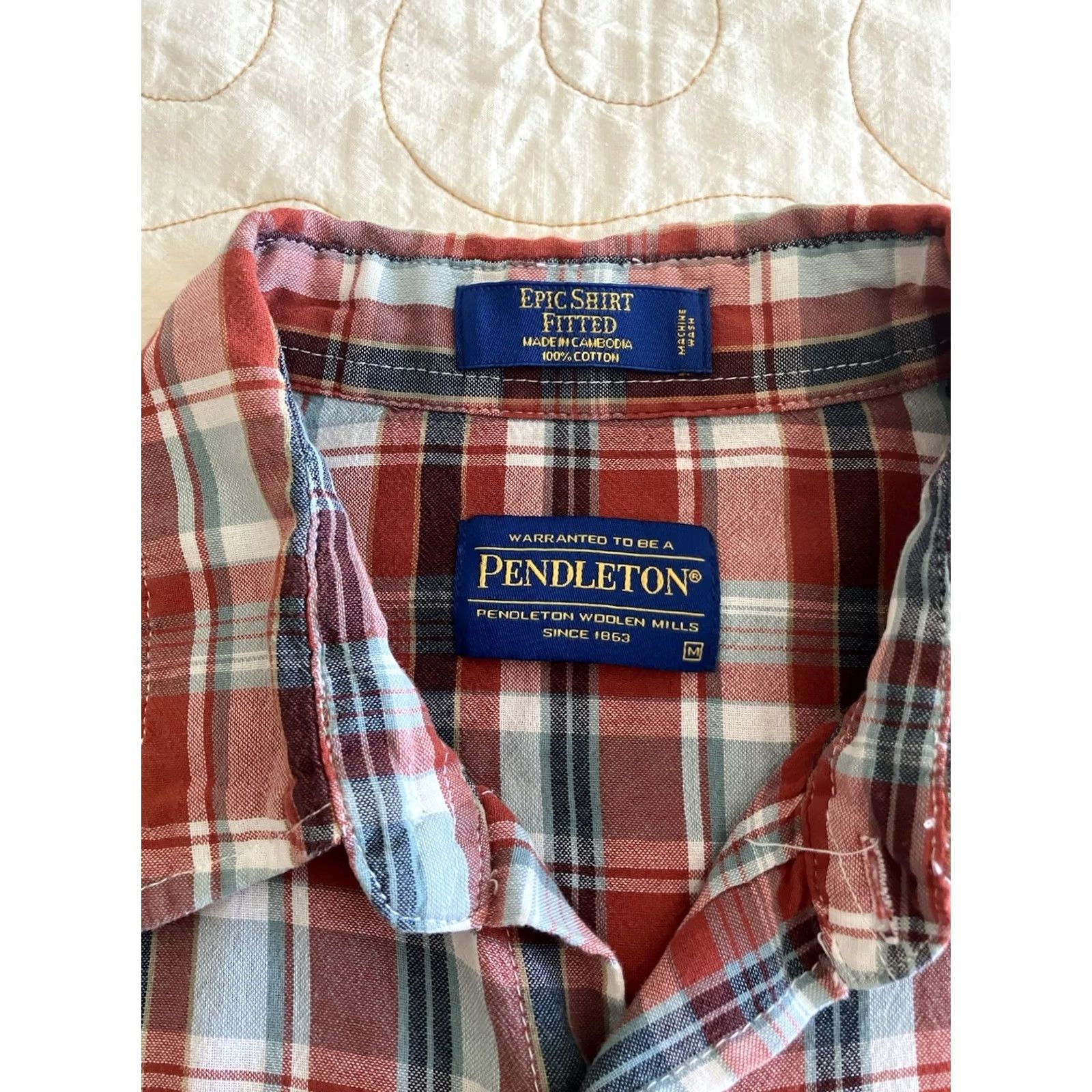 Pendleton VINTAGE Pendleton Shirt Mens M Red Frontier Plaid Pearl Snap Long Sleeve Button-Up Classic Fit Size US M / EU 48-50 / 2 - 4 Thumbnail