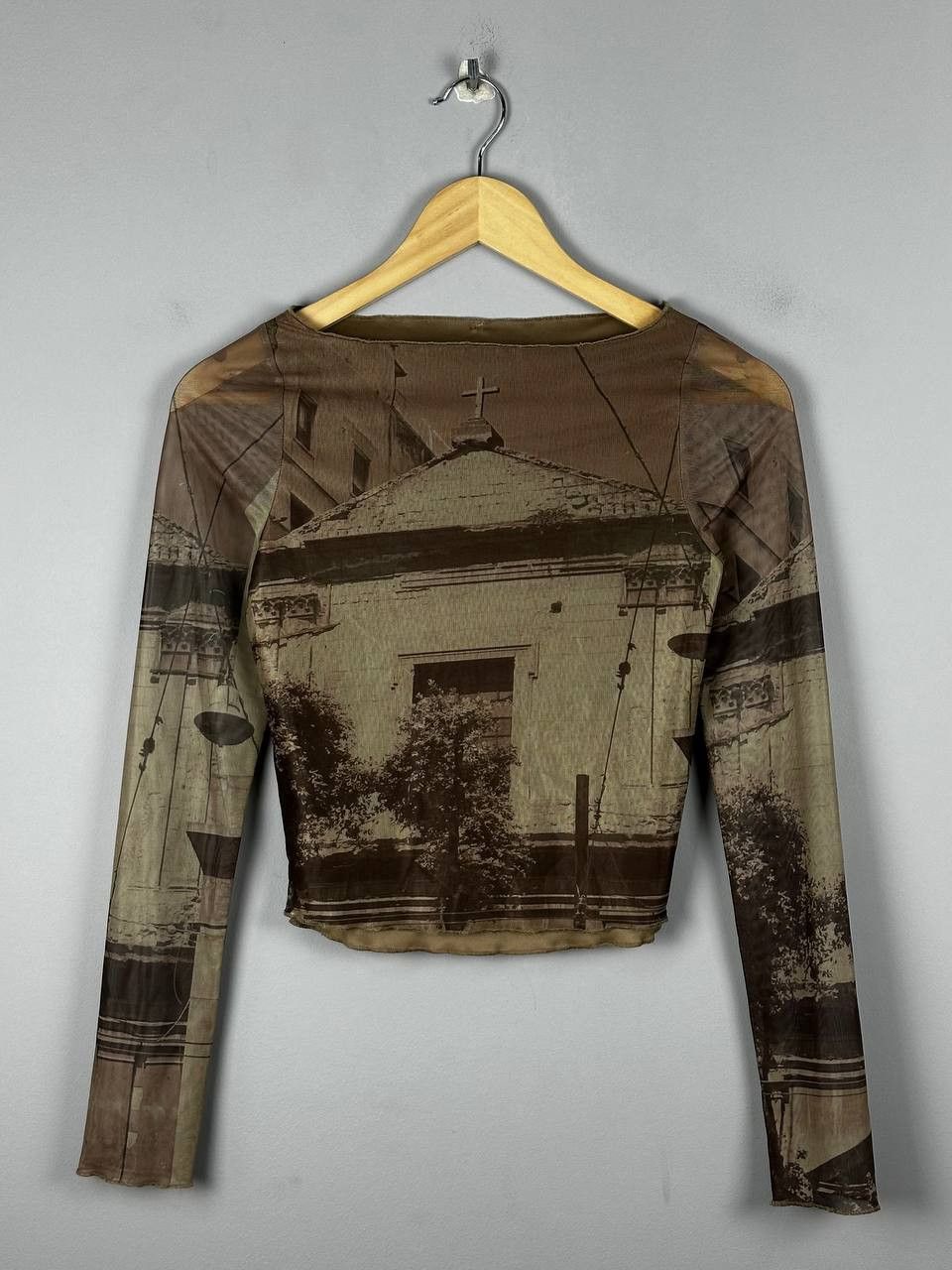 Japanese Brand Avant garde Church Printed Mesh Long Sleeve T SHIRT Size S / US 4 / IT 40 - 1 Thumbnail