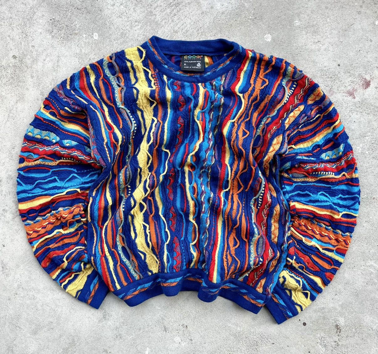 80s 90s limnos オーストラリア 3Dニット メンズS Coogi × Vintage Crazy Vintage Limnos Australia Coogi Style 3D Knit
