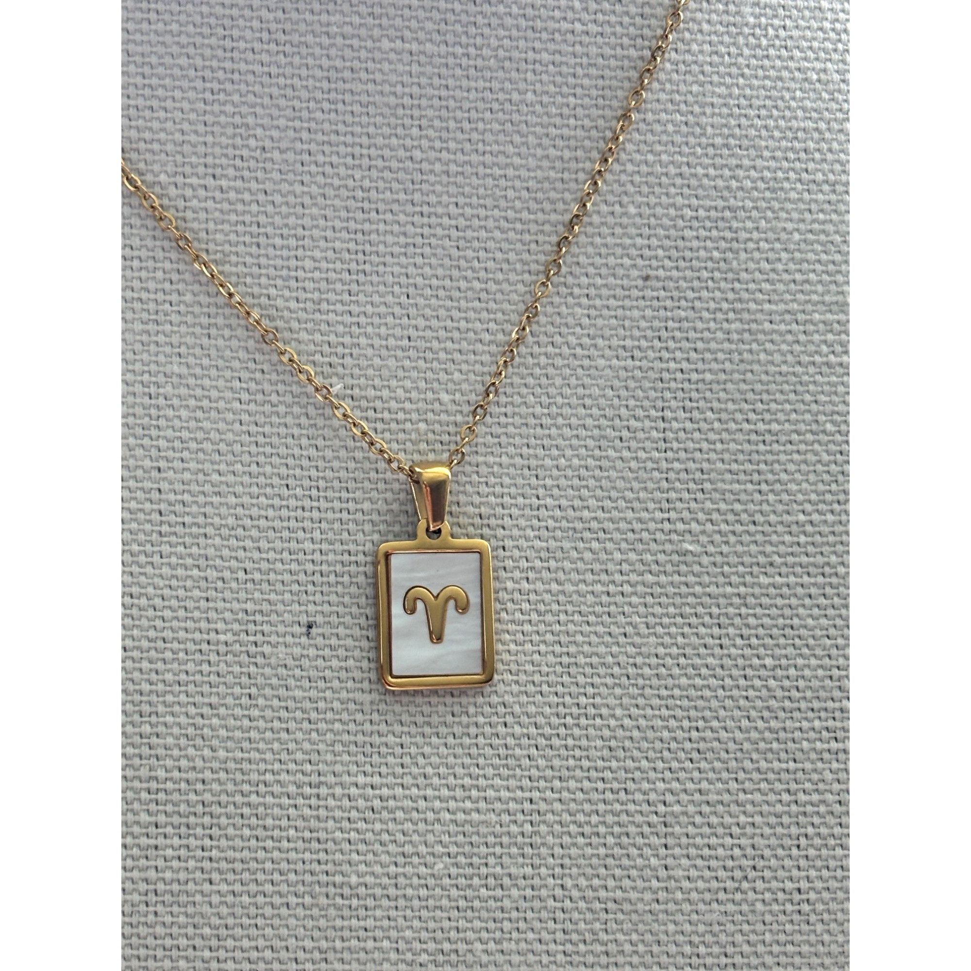 Other Gold-Plated Aries Zodiac Necklace With White Enamel Pendant Size ONE SIZE - 1 Thumbnail