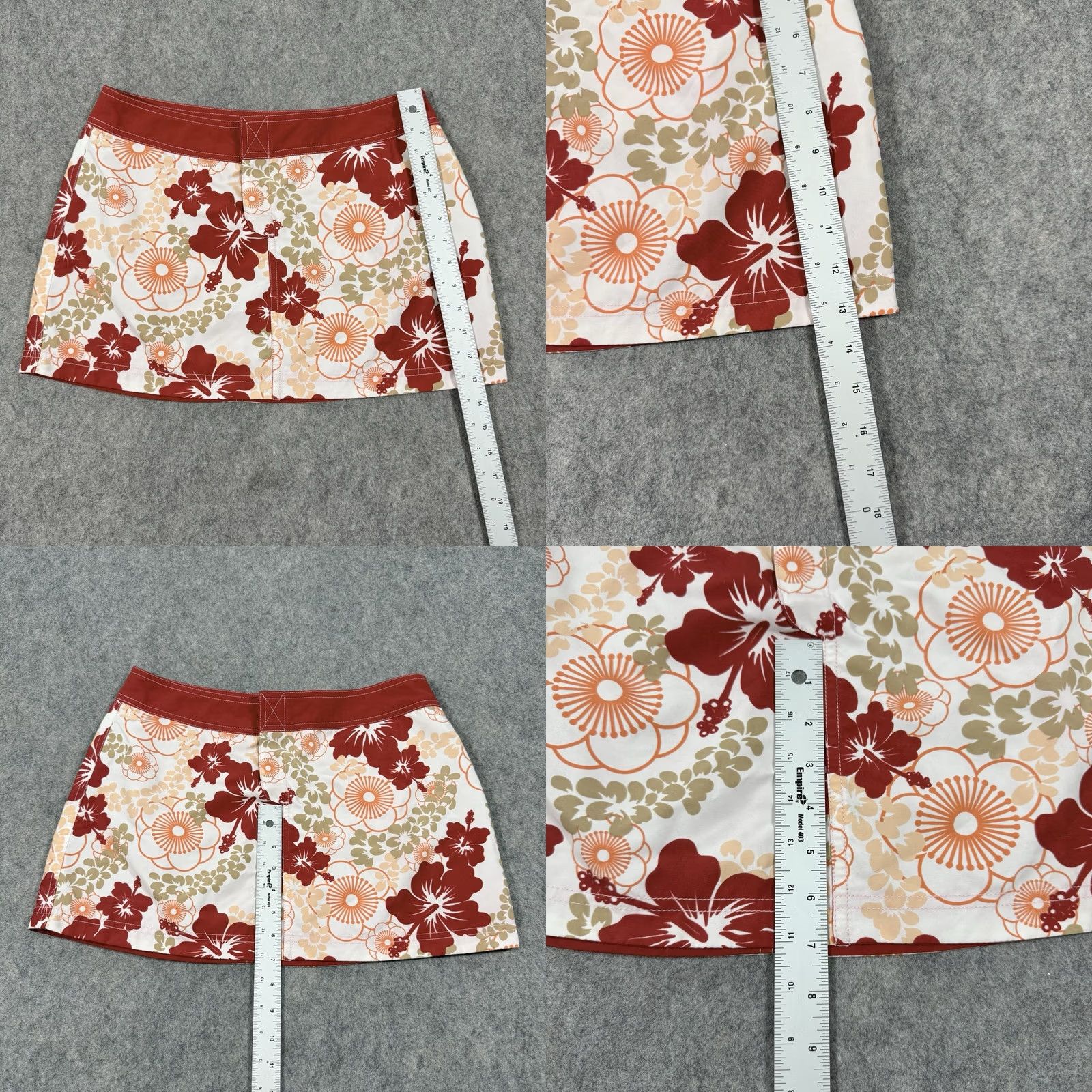 Vintage Miken Floral Print Swim Cover-up Two-Sides Skirt Juniors Fits Size Waist 32" Red Size 42" / US 20 - 8 Thumbnail