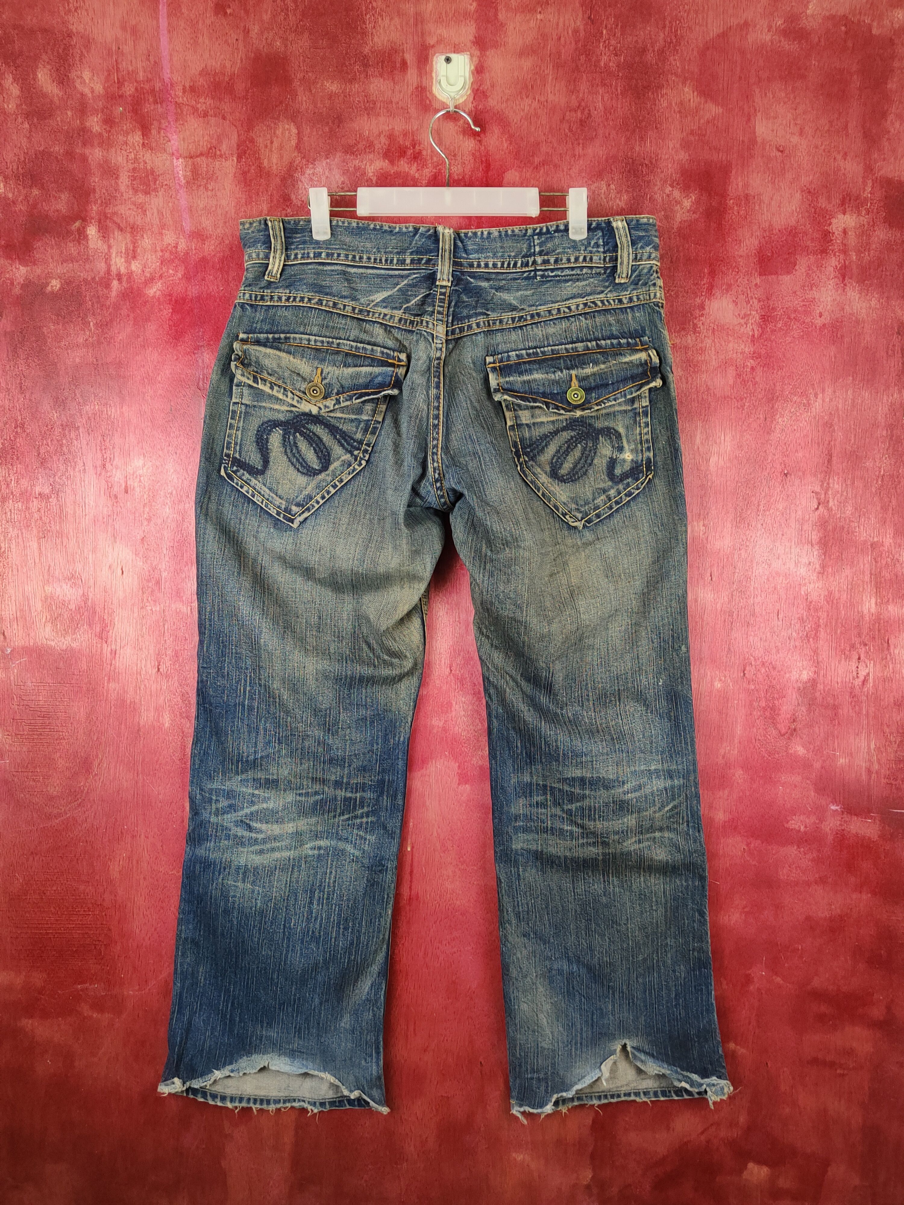 Japanese Brand DL Rush/Hour Dark Blue Faded Distressed Ripped Jeans #S1811 Size US 36 / EU 52 - 7 Thumbnail