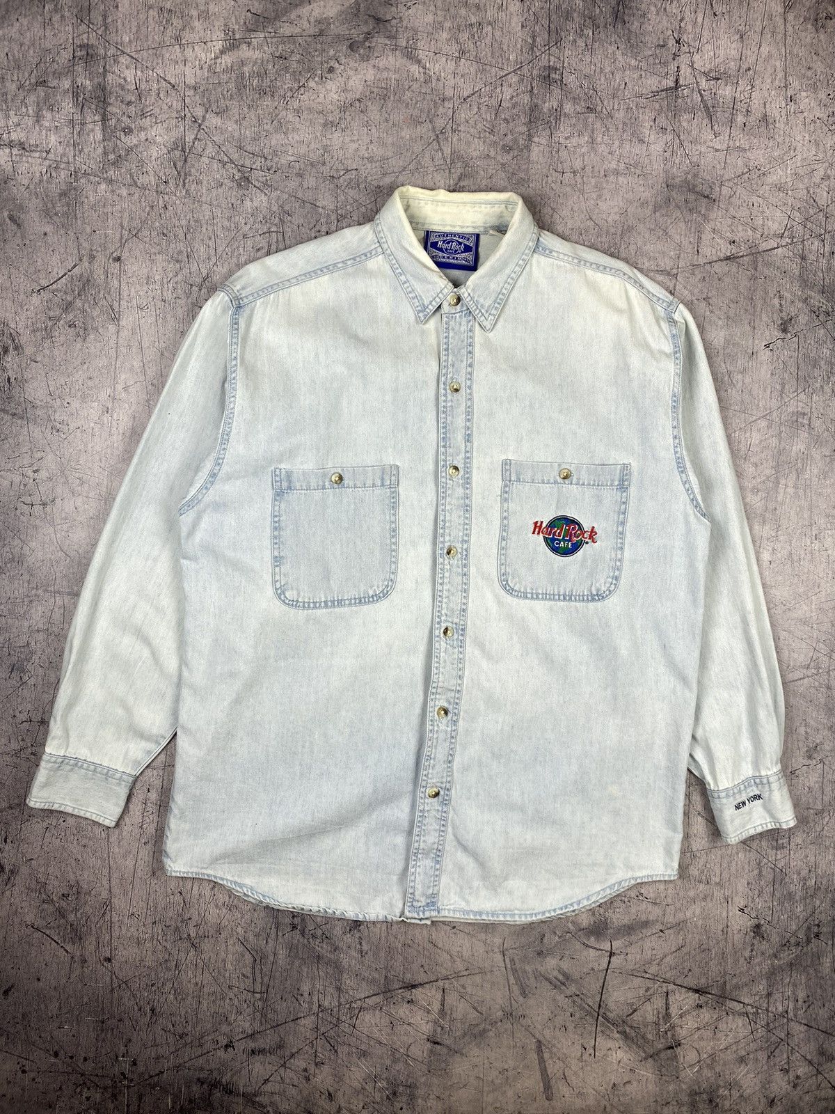 Hard Rock Cafe Vintage Hard Rock Cafe New York Denim Button Up Shirt Size US S / EU 44-46 / 1 - 2 Thumbnail