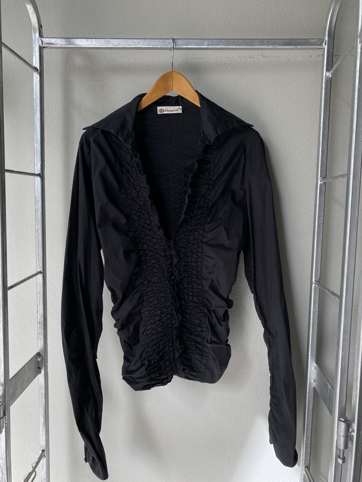 Designer × Japanese Brand Y2K Mayentl Black Ruched Long-Sleeve Blouse Size M / US 6-8 / IT 42-44 - 15 Thumbnail