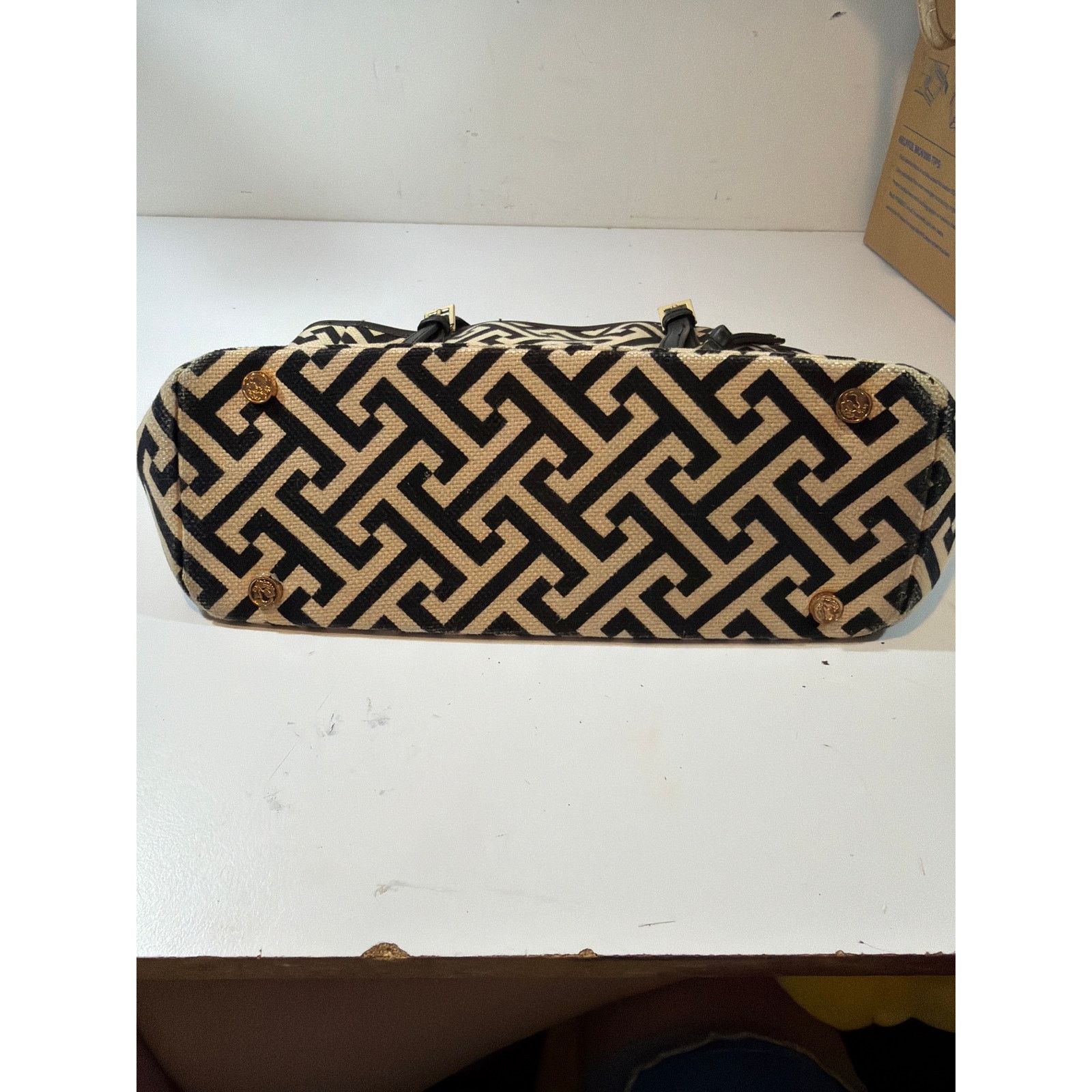 Other Spartina 449 labyrinth maze Black Canvas Island Tote Large Size ONE SIZE - 7 Thumbnail