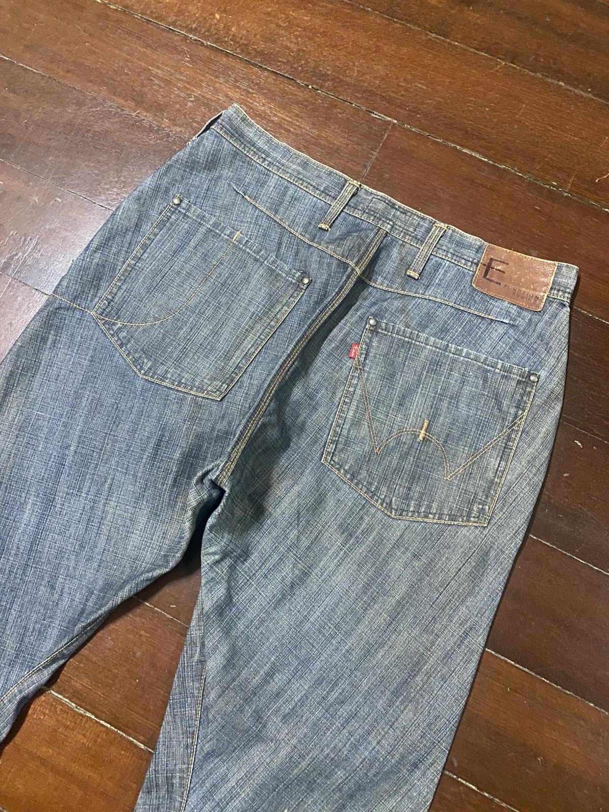 Edwin Vtg Wide Leg Jeans Edwin E Function Loose Denim Jnco Y2k Size US 35 - 16 Thumbnail