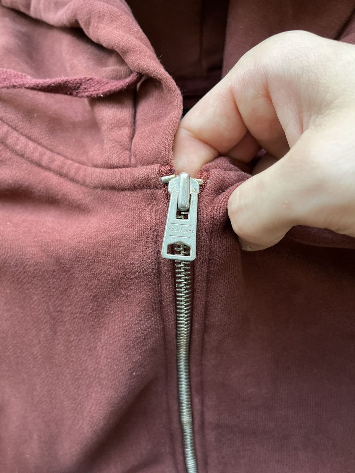 Allsaints × Vintage Allsaints Luxury Zip Hoodie Red Small Logo Y2K Japan Style Size US XL / EU 56 / 4 - 3 Thumbnail