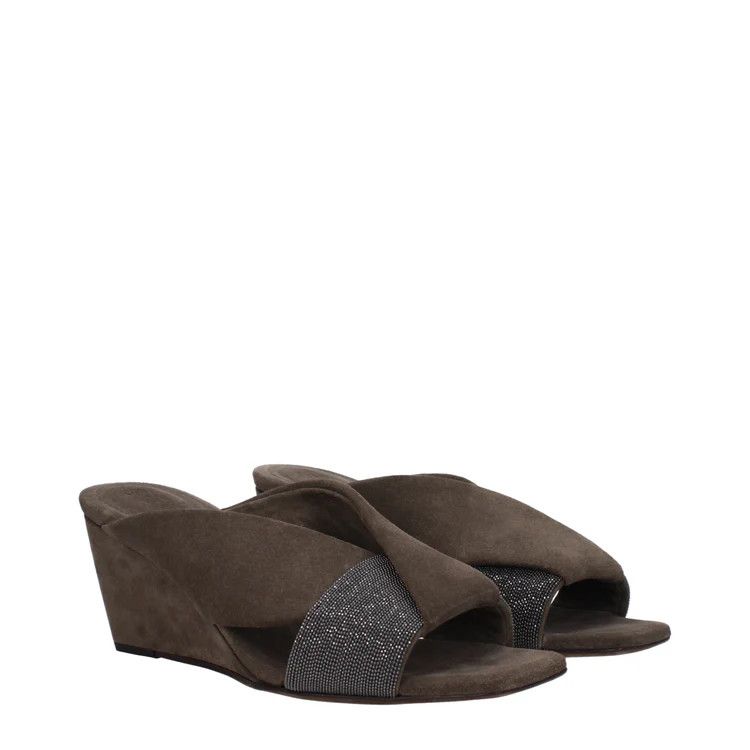 Brunello Cucinelli o1la1rc1a0425 Slippers in Grey Size US 7 / IT 37 - 2 Thumbnail