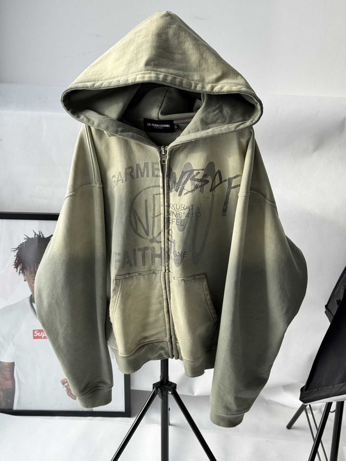 No Faith Studios NFS SPLIT ZIP JACKET LIGHT GREEN Zip Up Hoodie no