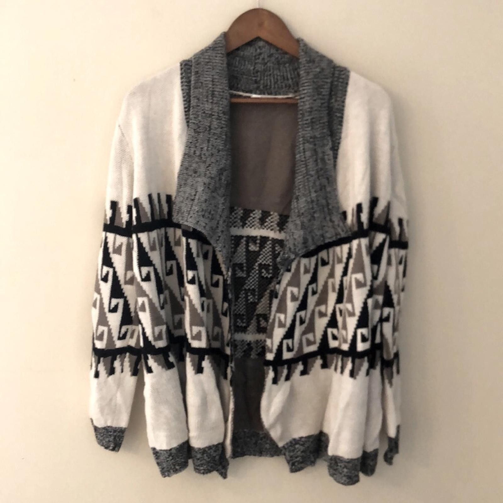 The Unbranded Brand Knit Cardigan Sweater cream black gray brown geometric SM Size S / US 4 / IT 40 - 11 Thumbnail
