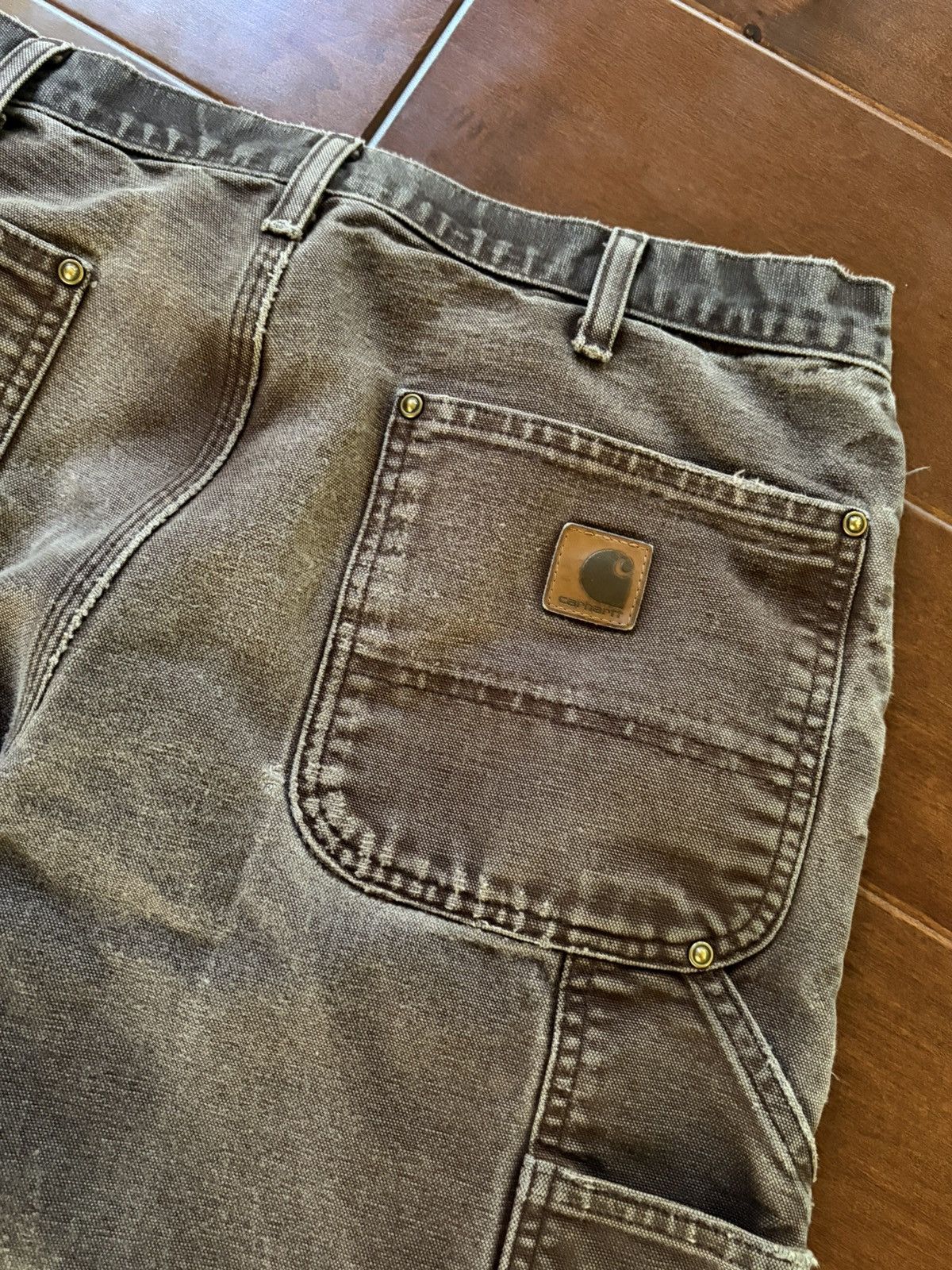 Carhartt Vintage Thrashed Faded Brown Carhartt Double Knee Pants Size US 32 / EU 48 - 4 Thumbnail
