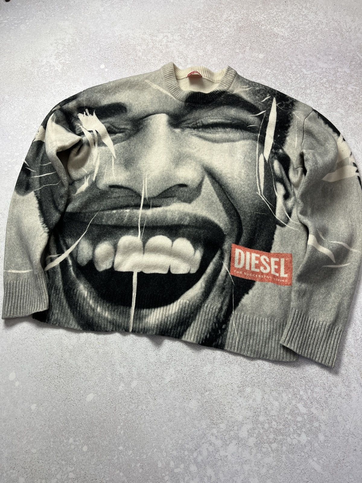 Diesel DDP Diesel K-Victory Photograph-Print Wool Sweater Size US L / EU 52-54 / 3 - 6 Thumbnail