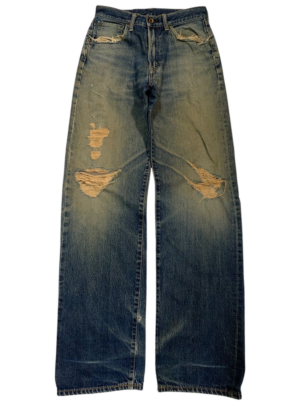 Kapital VTG EDWIN 505 SELVEDGE BAGGY FADED&RUSTY DISTRESSED DENIM Size US 27 - 2 Thumbnail