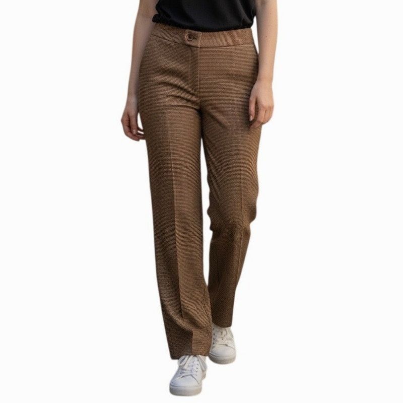 Other Austin Clothing Co Brown Houndstooth Stretch Cotton Trousers Size 32" / US 10 / IT 46 - 1 Thumbnail