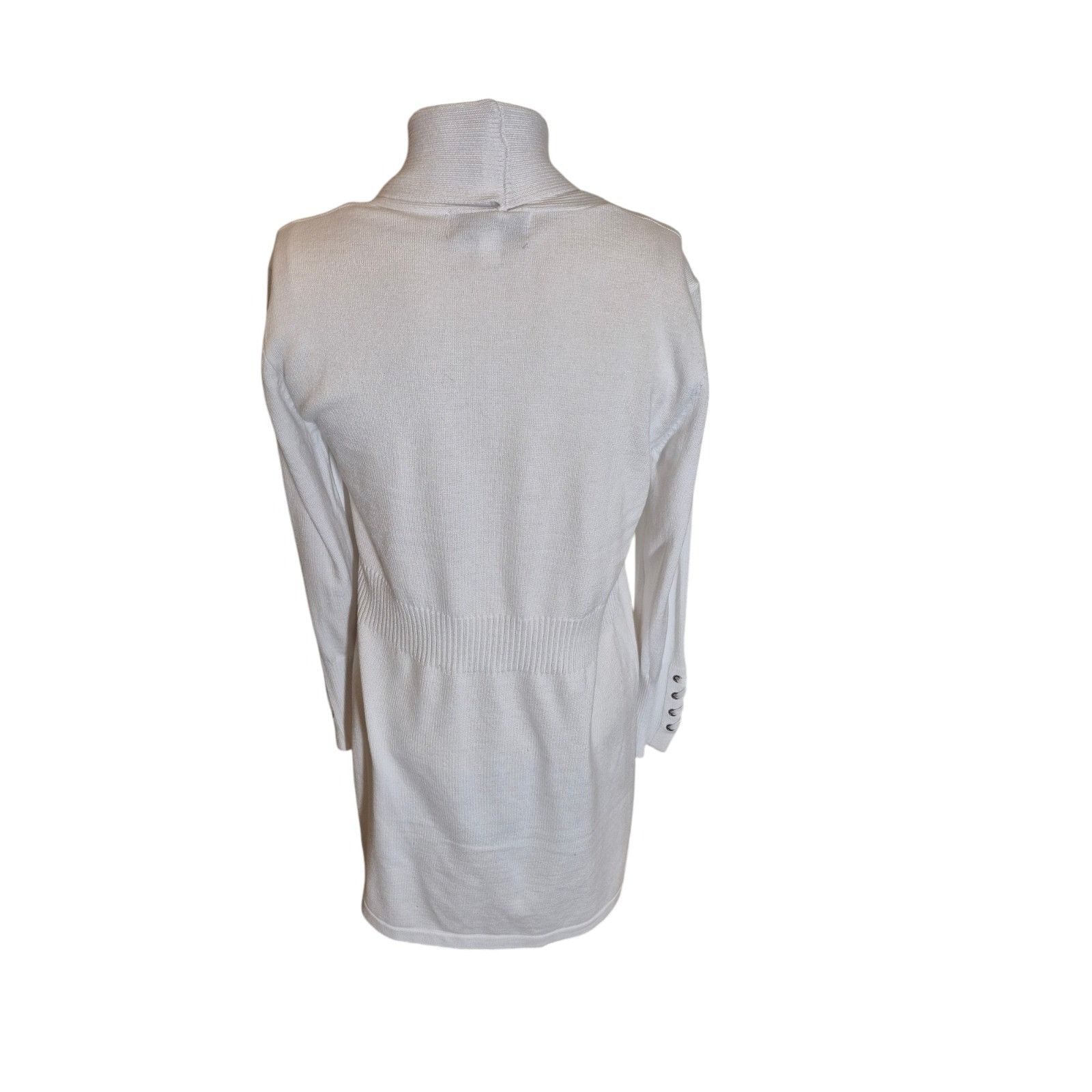 Magaschoni Magaschoni Cardigan Sweater White Contrast Knit Sweater Whit Size L / US 10 / IT 46 - 3 Thumbnail