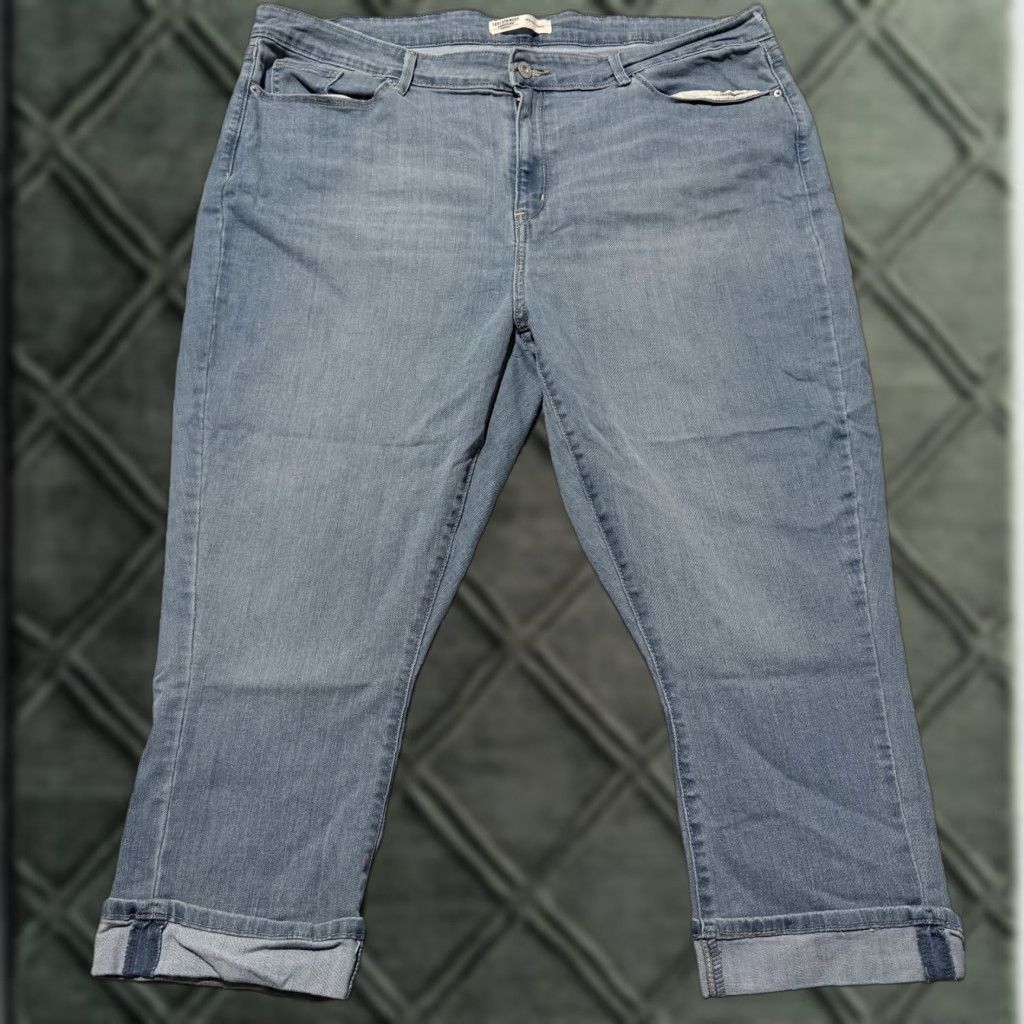 Levi's Signature By Levi's Gold High-Rise Capri Jeans Women's Blue Denim Cuffed - 20 Size 42" / US 20 - 1 Thumbnail