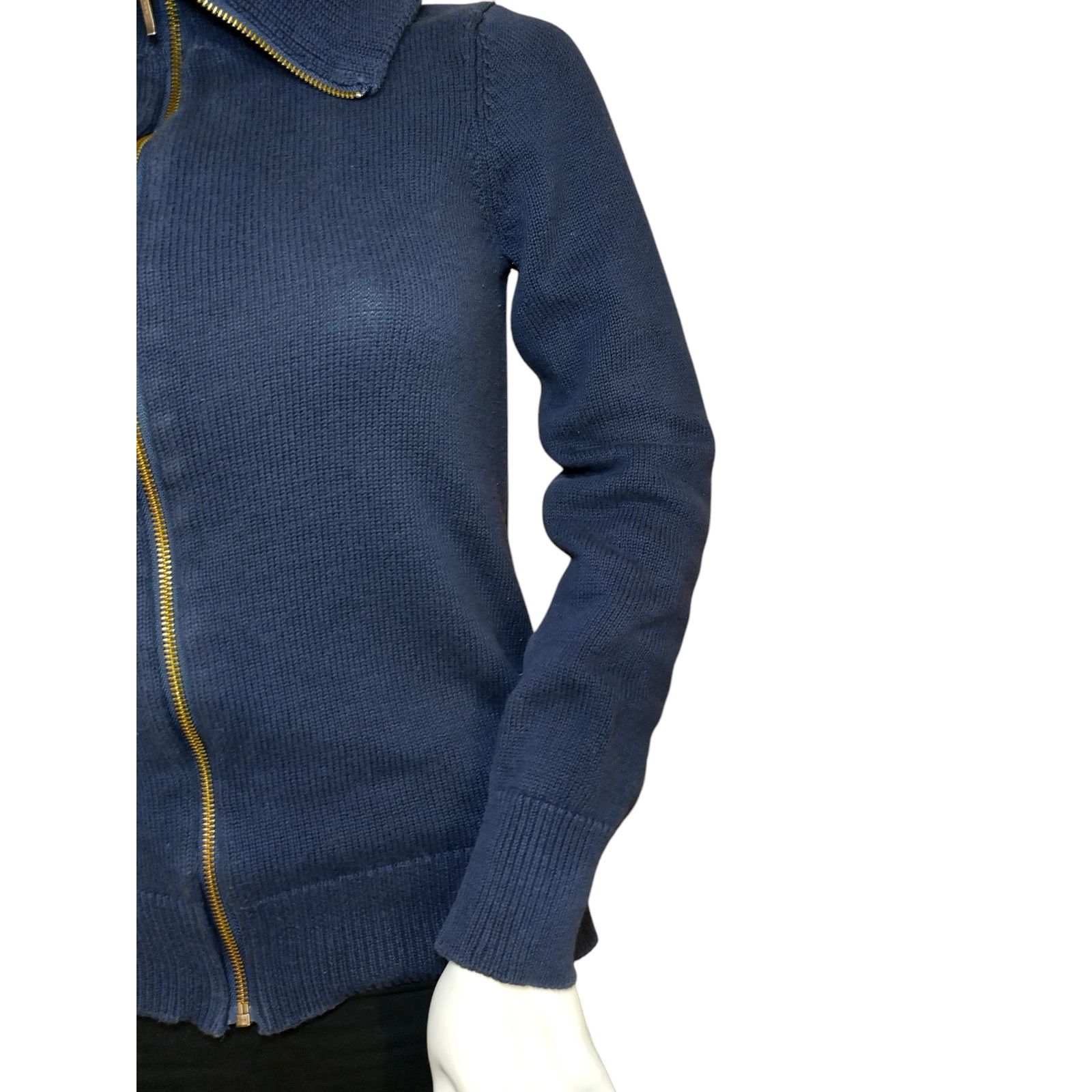 Ann Taylor Ann Taylor Womens High Neck Wool Knit Cardigan Blue Sz Sm Size S / US 4 / IT 40 - 5 Thumbnail