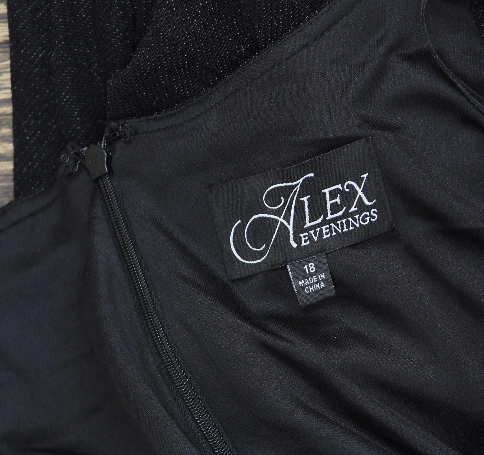 Other Alex Evenings Long Metallic 3/4 Sleeve Gown Dress Black 18 Size XXL / US 16-18 / IT 52-54 - 3 Thumbnail
