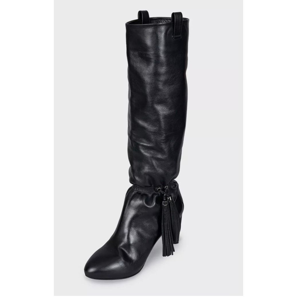 Celine Celine Black Leather Fringe Tapered Boots - Size 38 Size US 7 / IT 37 - 3 Thumbnail