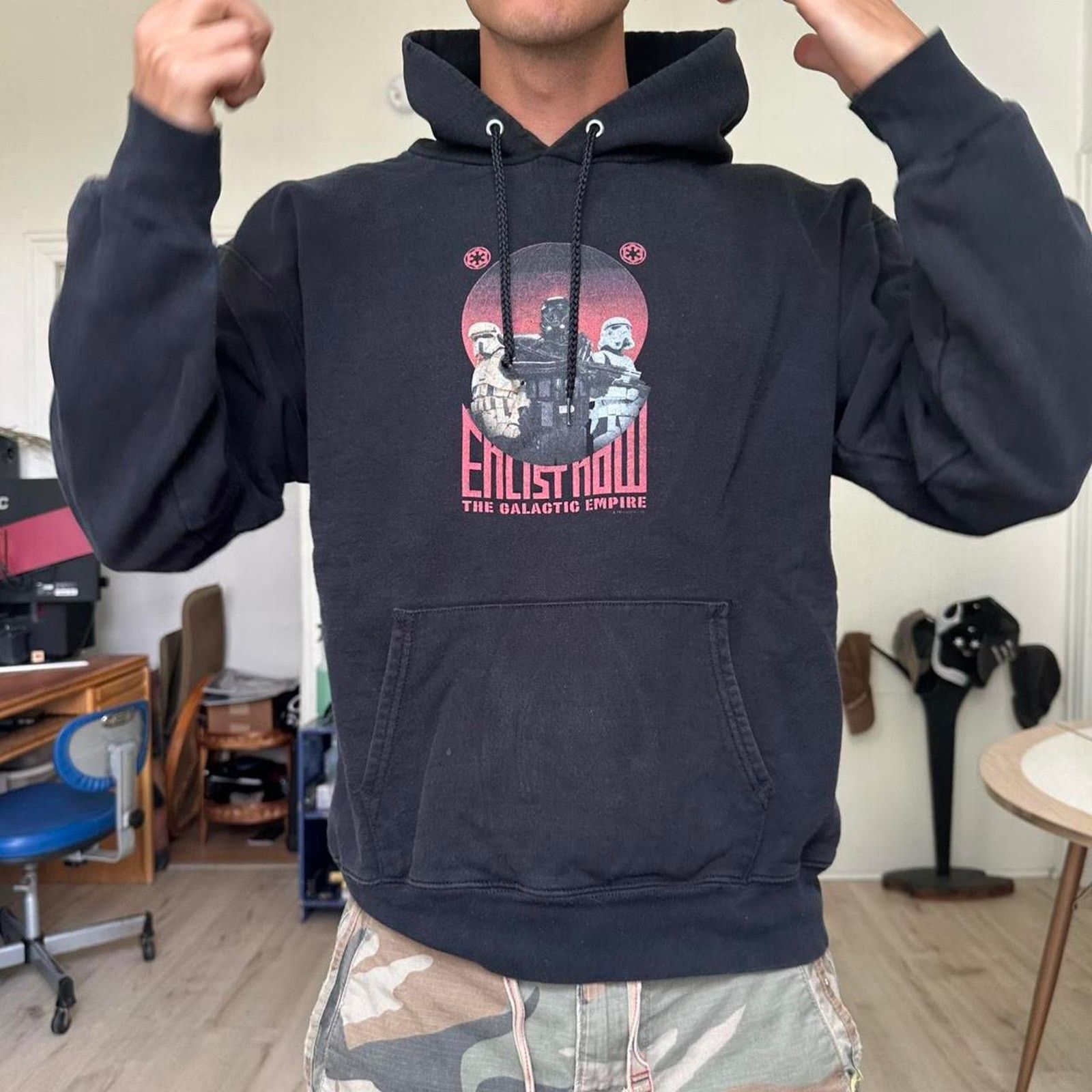 Star Wars × Vintage Vintage 00s Star Wars Heavy Cotton Black Hoodie Sweatshirt Size US M / EU 48-50 / 2 - 8 Thumbnail