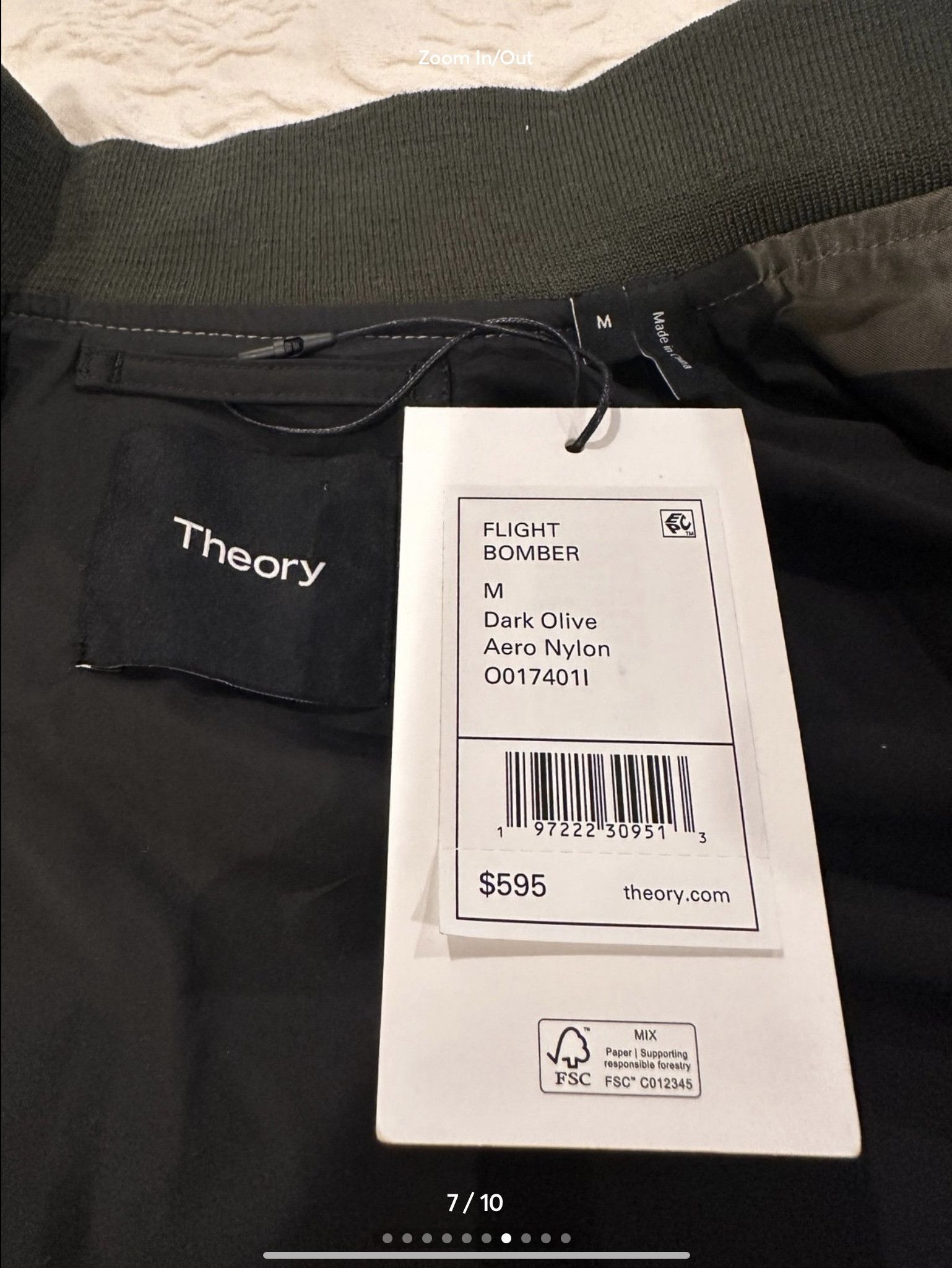 Theory Theory Men’s Flight Bomber Jacket Dark Olive Size US M / EU 48-50 / 2 - 7 Thumbnail