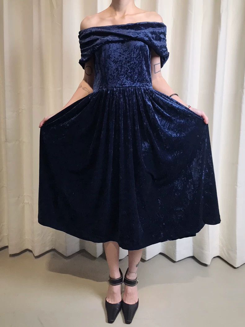 Kenzo Kenzo Used sapphire velvet velvet dress Size XS / US 0-2 / IT 36-38 - 5 Thumbnail