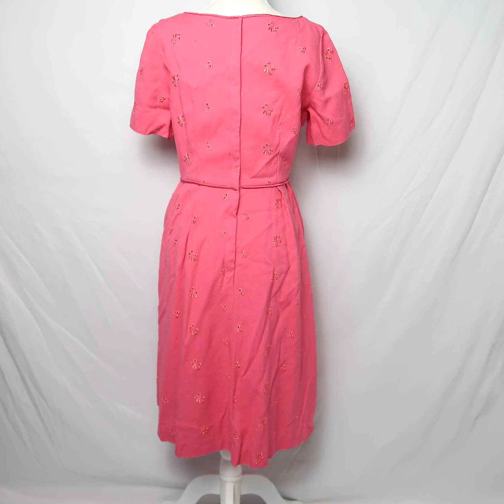 Pinko VINTAGE 60s pink eyelet midi tea length dress Small Sundress Women? Size S / US 4 / IT 40 - 4 Thumbnail