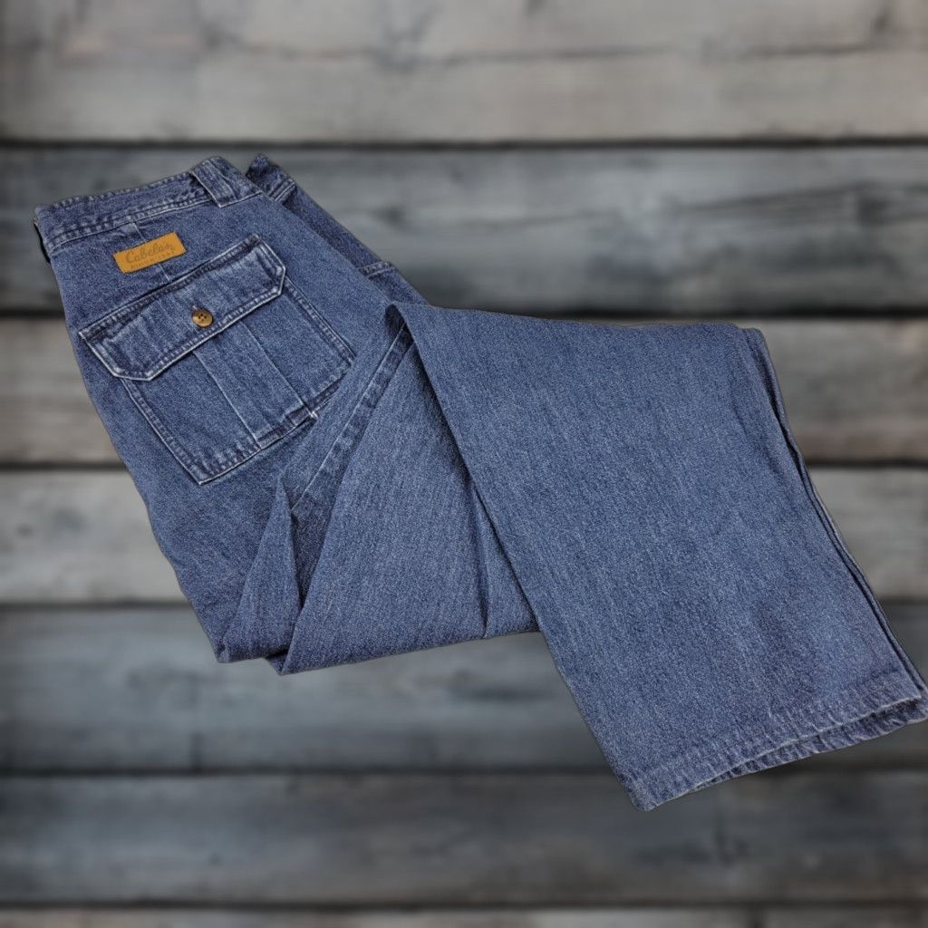 Vintage Cabela's Mens Jeans 7 Pocket Hiker Denim Cotton Size 35 Blue 36x33 Size US 35 - 1 Thumbnail