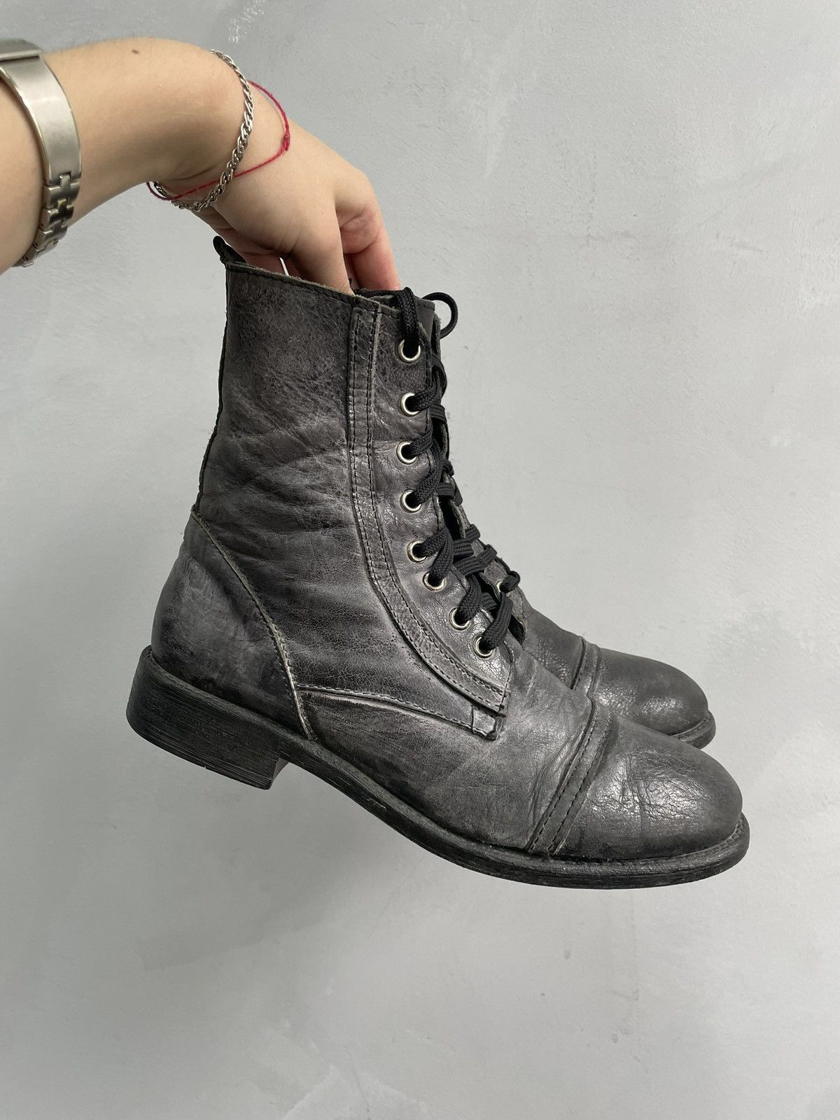 Dirk Bikkembergs Rare washed black combat boots bikkembergs style hype Size US 8.5 / IT 38.5 - 1 Thumbnail