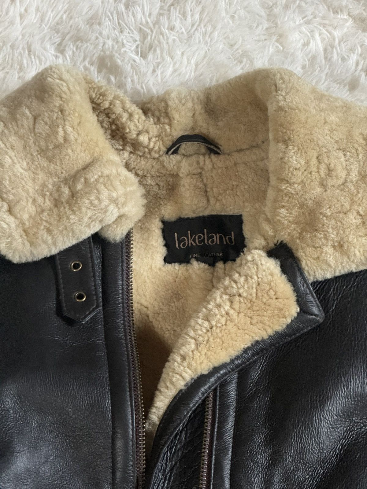 Japanese Brand Lakeland black leather shearling wool aviator jacket Size US L / EU 52-54 / 3 - 15 Thumbnail