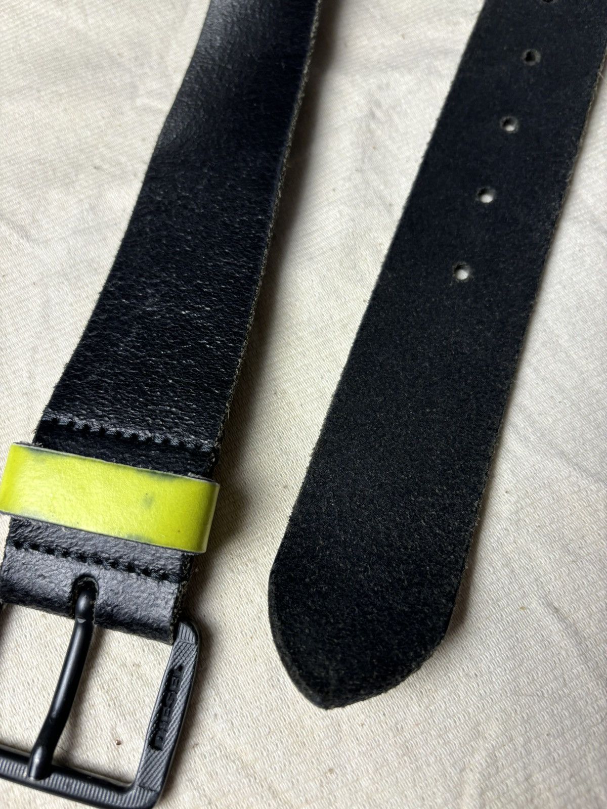 Diesel × Diesel Black Gold Diesel Black Leather Belt Size ONE SIZE - 5 Thumbnail