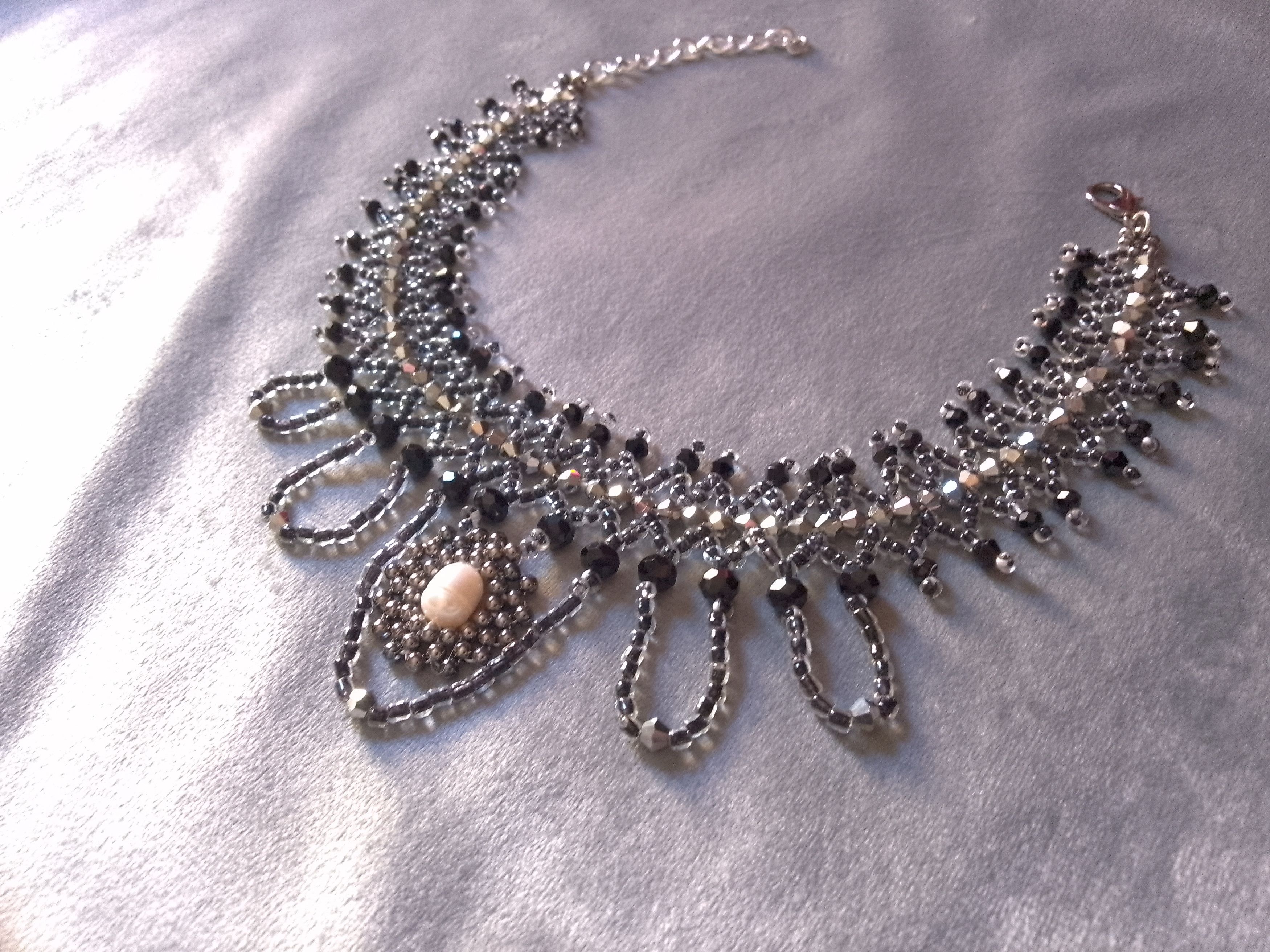 Handmade Gothic Choker Black Pendants Freshwater pearl Size ONE SIZE - 8 Thumbnail