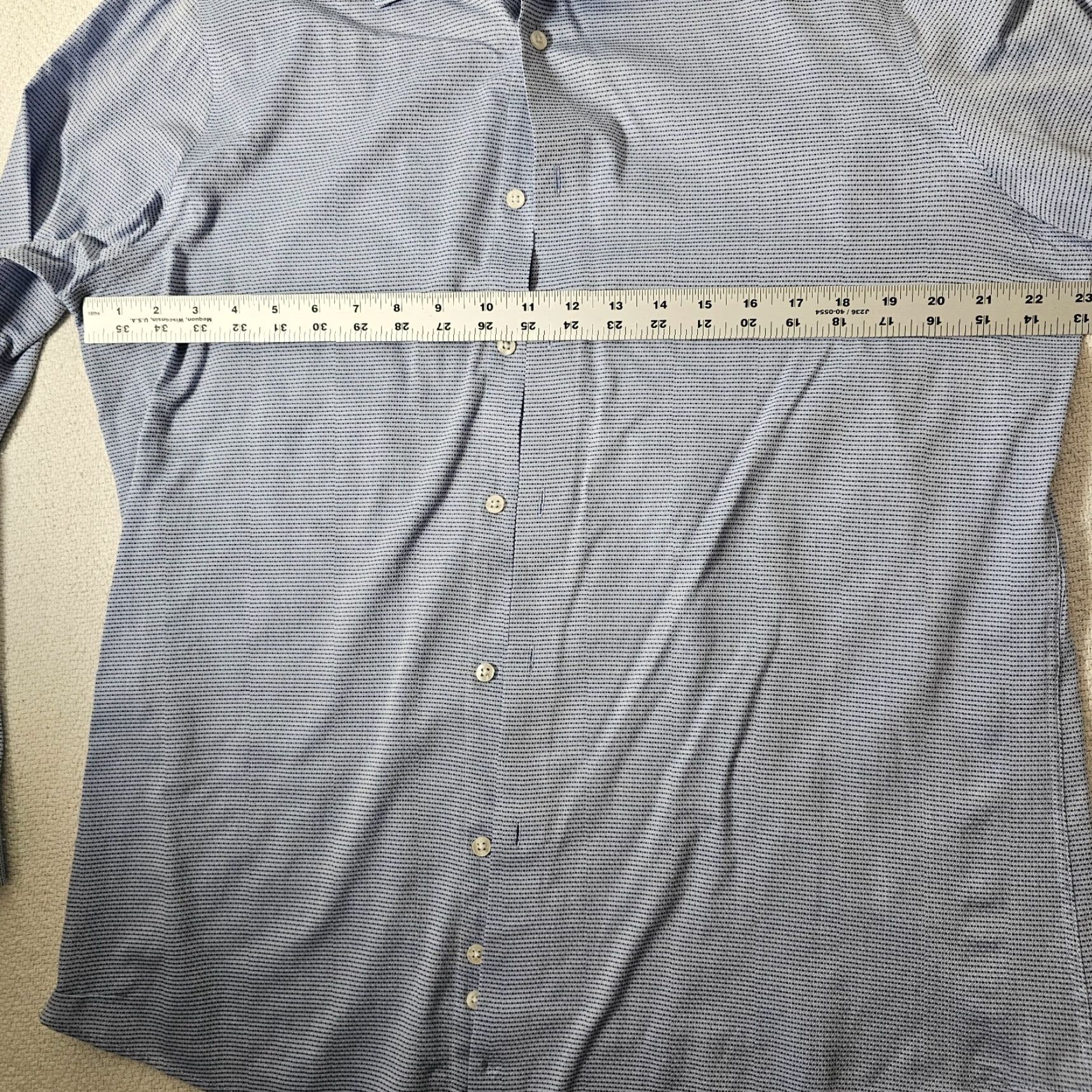 Perry Ellis PERRY ELLIS Dress Shirt Mens 16.5 Slim Fit Long Sleeve Blue Geometric Modern Size 42R - 5 Thumbnail