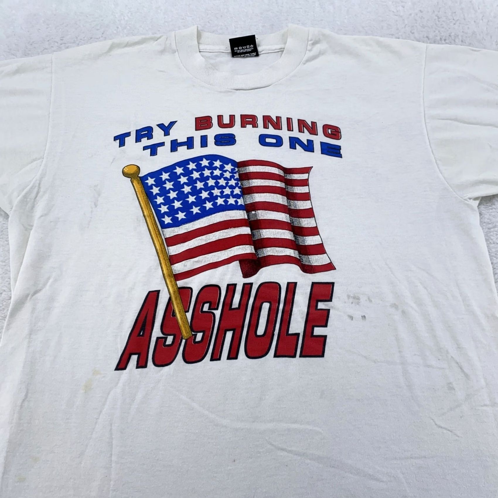 Vintage VINTAGE USA Patriot Graphic Shirt Mens M White 90s Screen Stars Best Cotton Polyester Crew Neck Short Sleeve Size US M / EU 48-50 / 2 - 2 Thumbnail