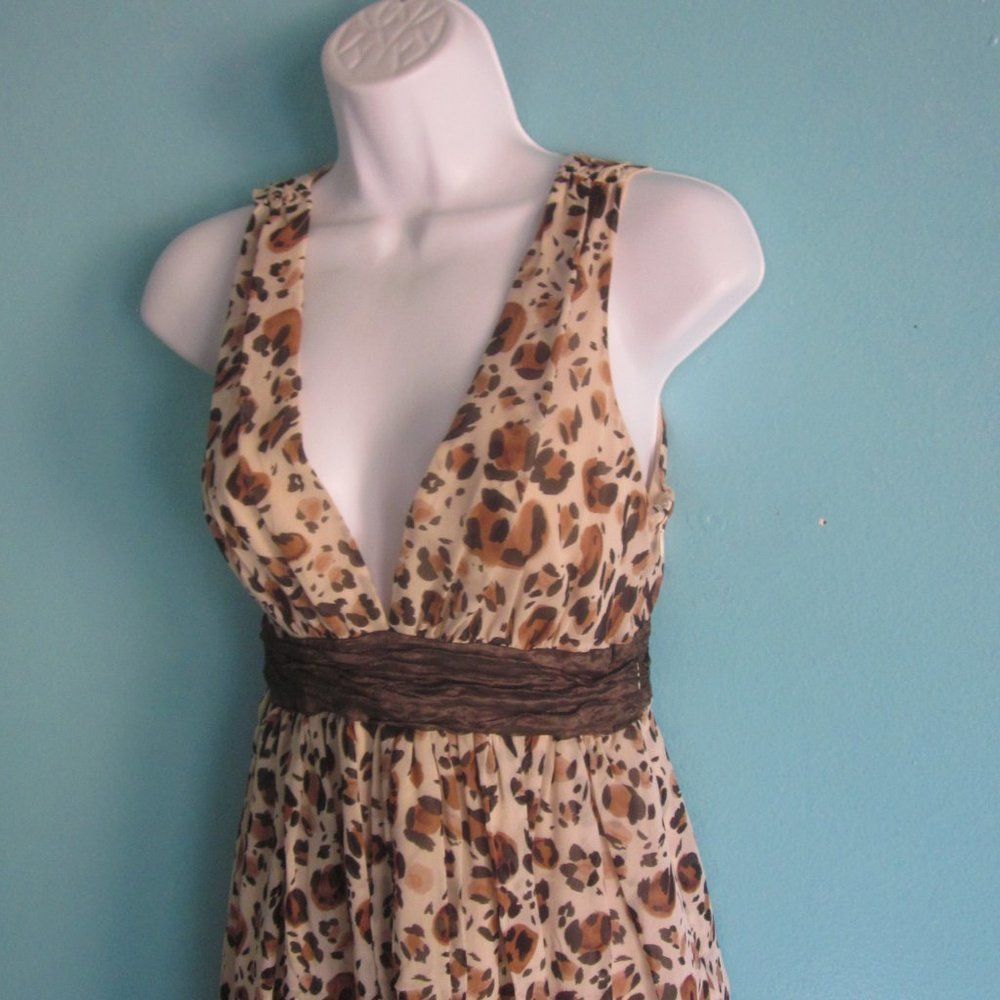 Nicole Miller Nicole Miller Collection Silk Dress Animal Print Deep V-Neck Size M / US 6-8 / IT 42-44 - 5 Thumbnail