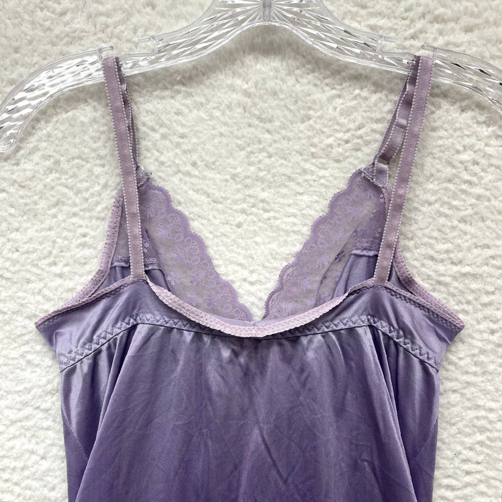 Sears VINTAGE Sears Midi Slip Dress Purple 80s Satin Lace Edwardian Victorian Womens 34 S - Fits S Size S / US 4 / IT 40 - 4 Thumbnail