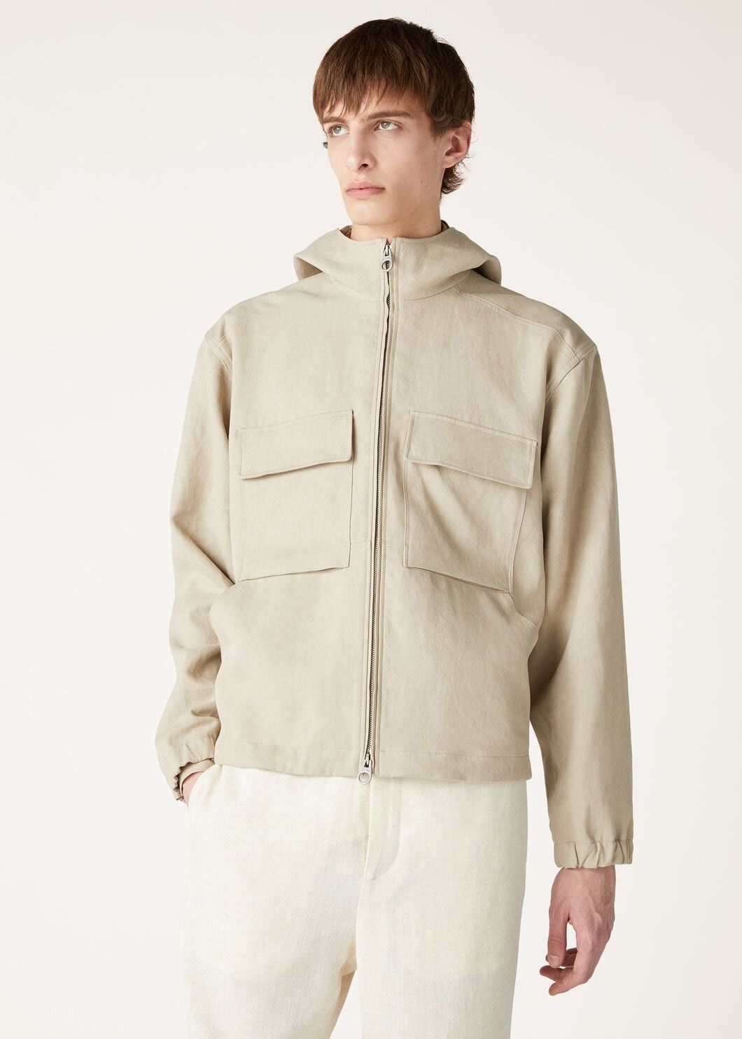 Loro Piana o1w1db10725 FAO4793 Athon Bomber Jacket in Beige Size US M / EU 48-50 / 2 - 4 Thumbnail
