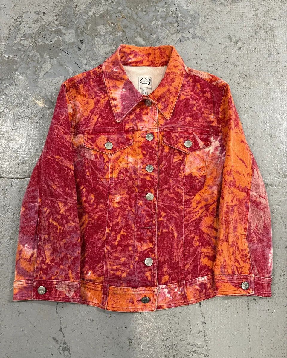Roberto Cavalli 2000s Cavalli Orange Fire Denim Jacket Size S / US 4 / IT 40 - 1 Thumbnail