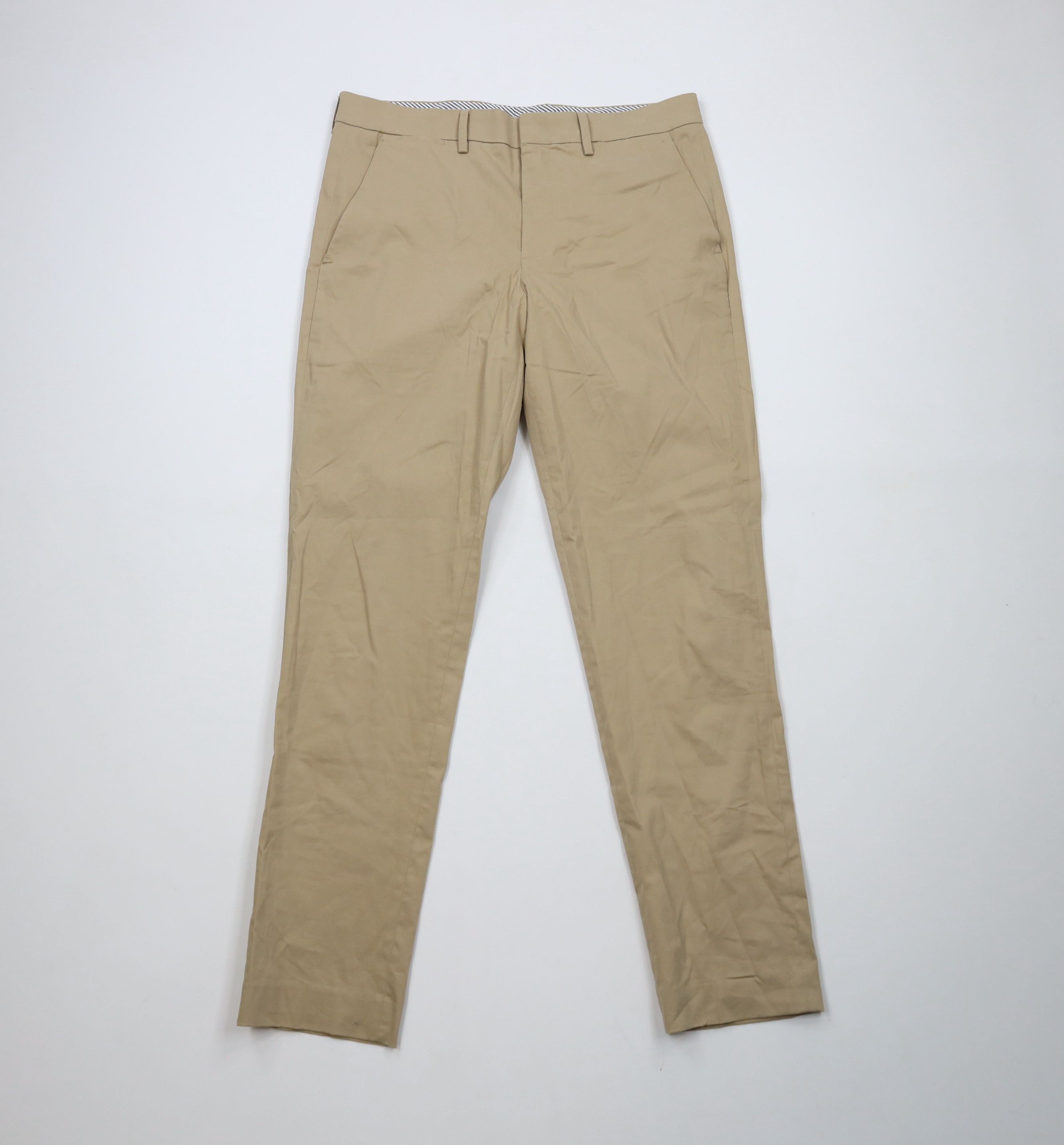 Express × Vintage Express Slim Fit Flat Front Chino Chinos Pants Beige Khaki Size US 31 - 1 Thumbnail