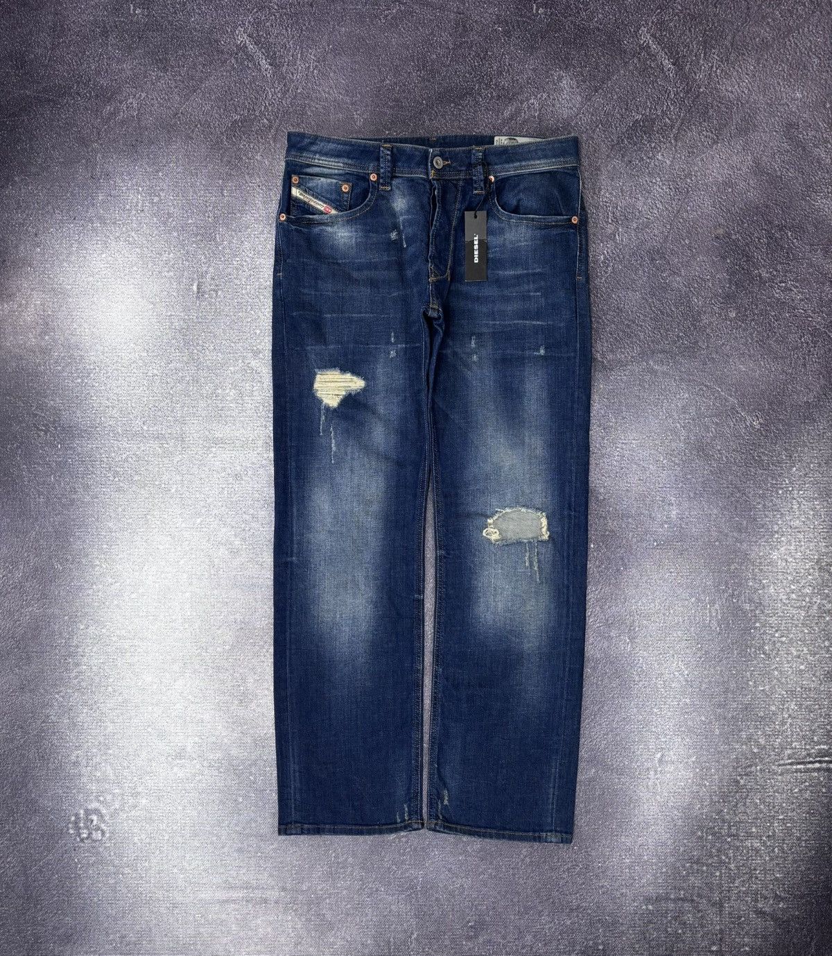 Diesel Diesel Larkee NWT Regular Straight Ripped Blue Denim Jeans Size US 32 / EU 48 - 1 Thumbnail