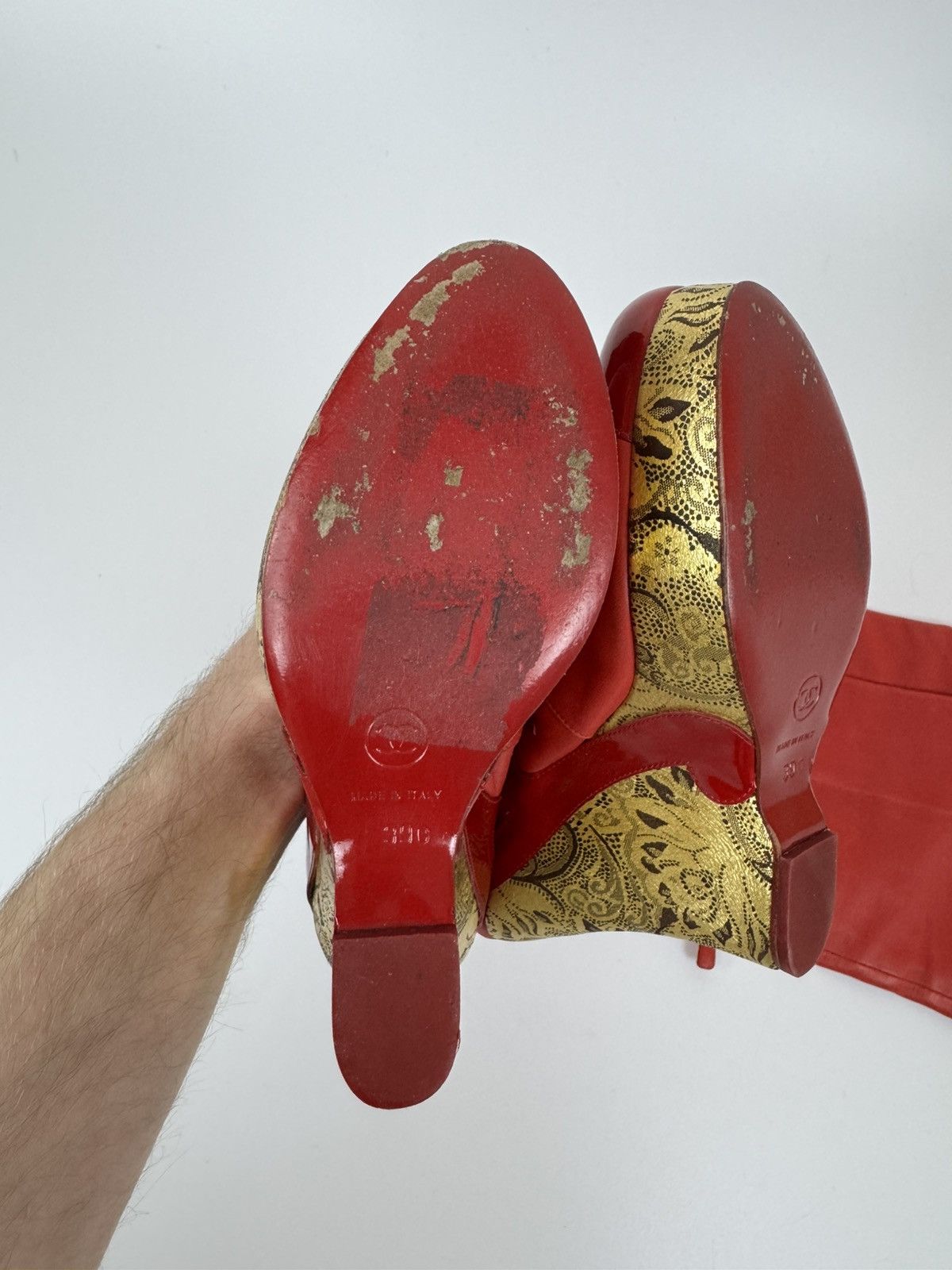 Chanel Chanel Paris Red Leather Over Knee Wadge Boots Avant Garde Size US 9 / IT 39 - 18 Thumbnail