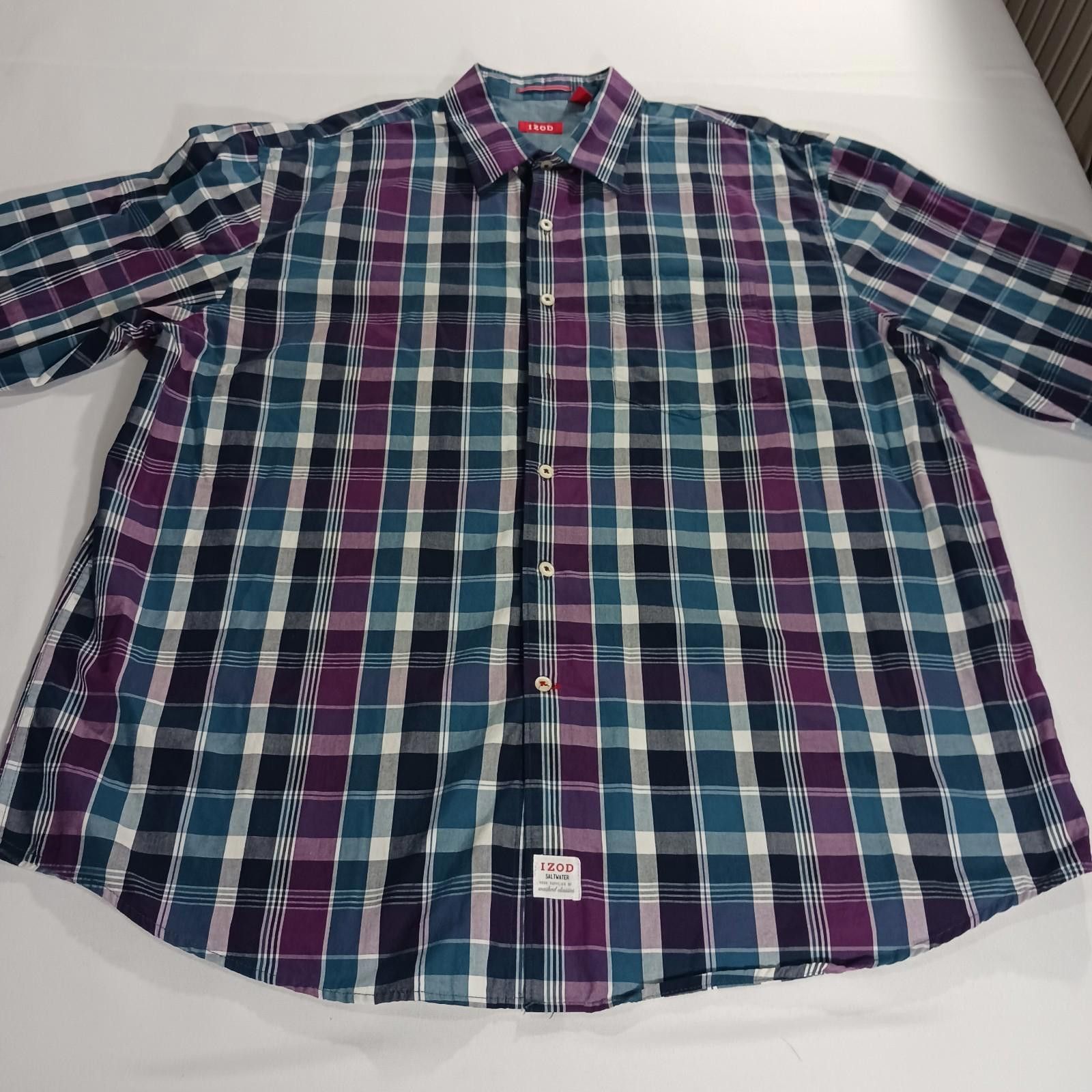 Izod IZOD Saltwater 45FW486 Mens XL Multicolor Button Plaid Shirt Size US XL / EU 56 / 4 - 9 Thumbnail