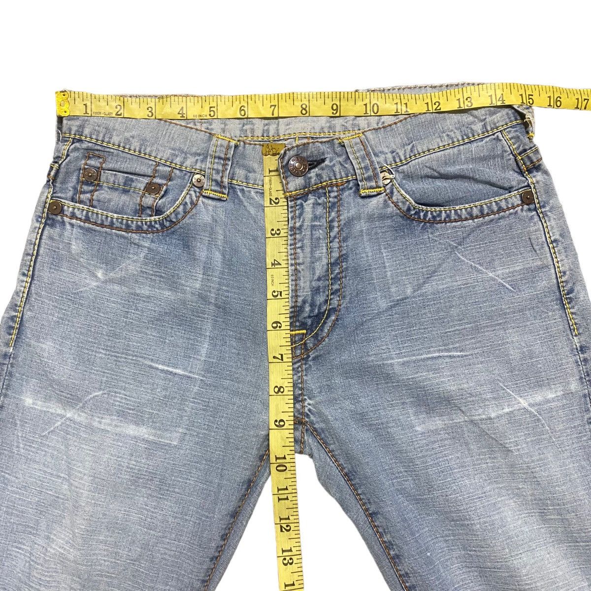 Evisu Evisu Light Denim Flare Jeans Thrashed Size 30" / US 8 / IT 44 - 22 Thumbnail